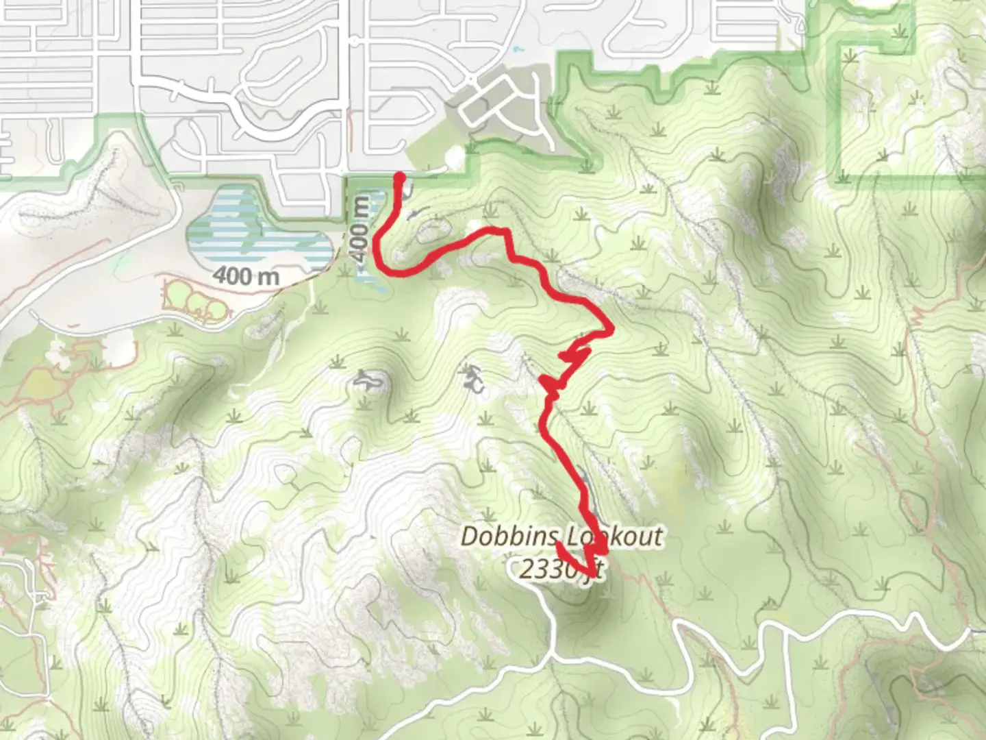 An image depicting the trail Dobbins Lookout and its surrounding area.