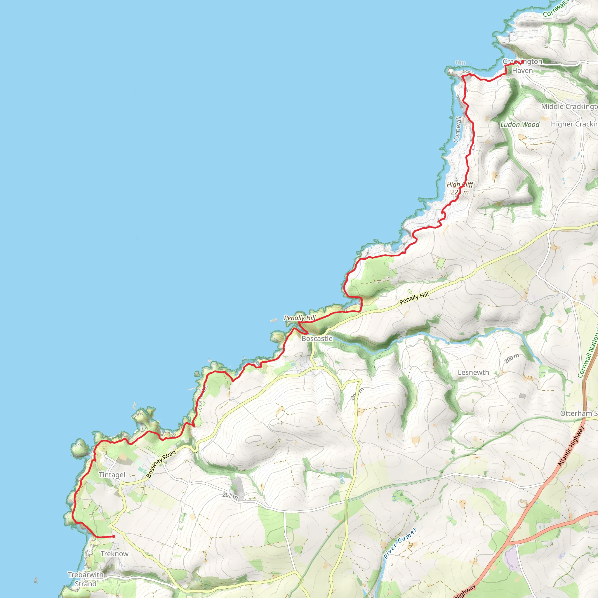 Crackington Haven to Tregatta Walk mobile static map