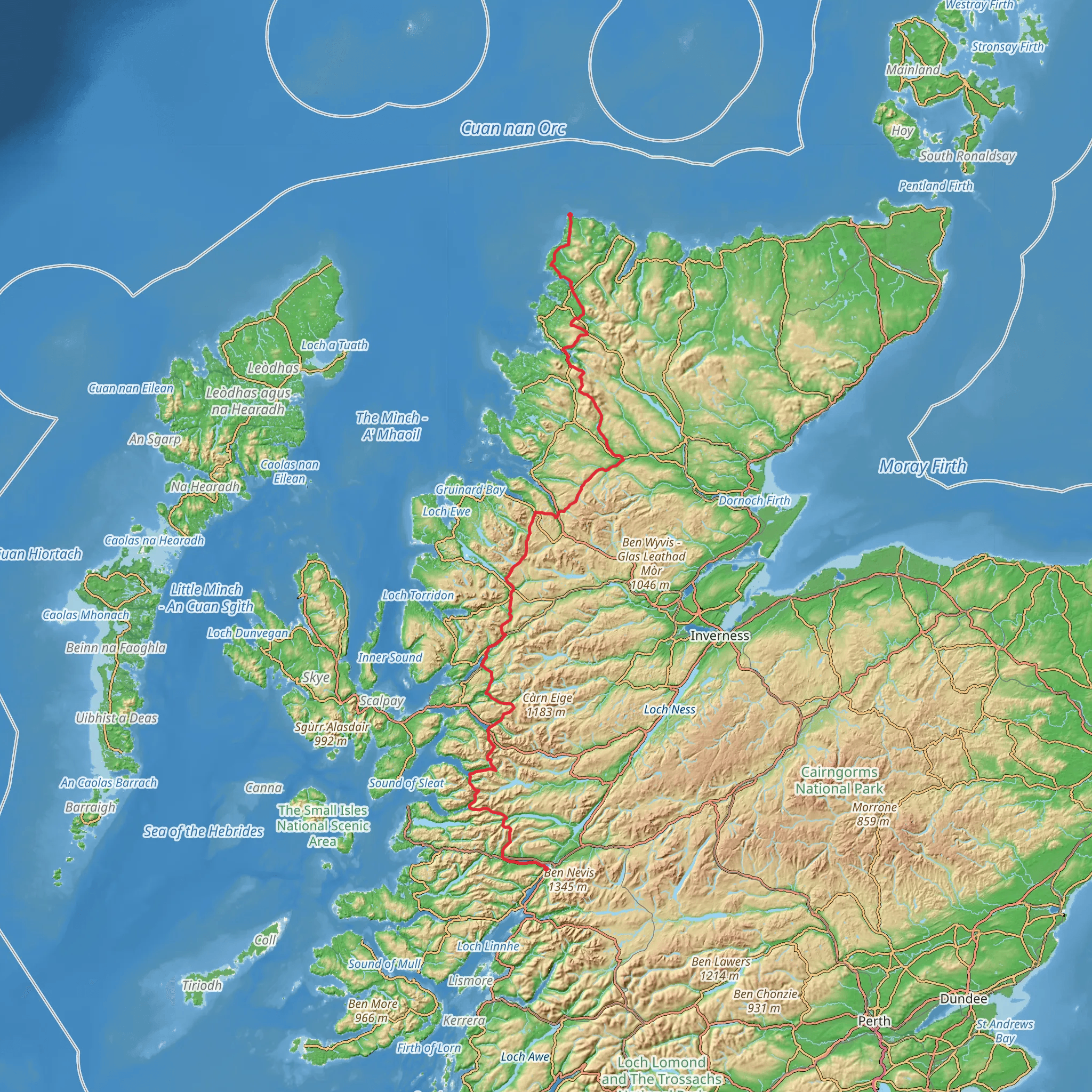 Fort William to Cape Wrath Walk mobile static map