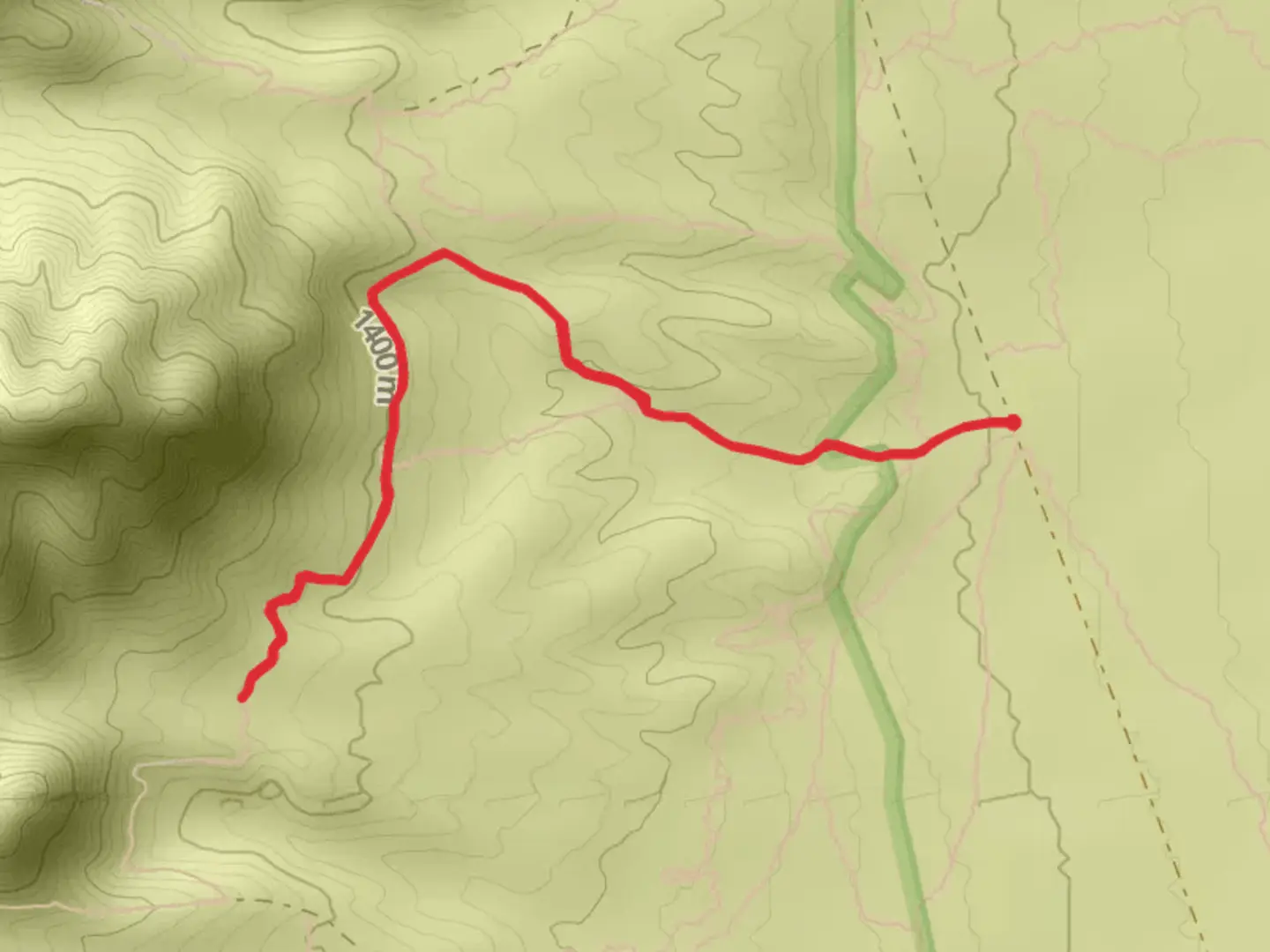 An image depicting the trail Coyote Ugly and Sotol Forest Out and Back and its surrounding area.