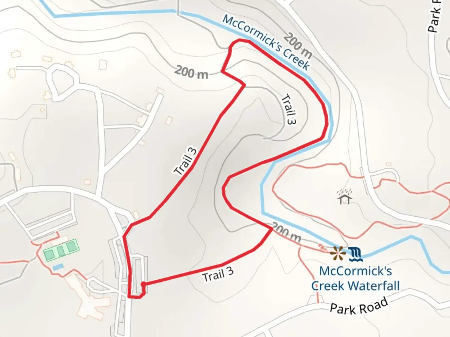 An image depicting the trail Trail 3 Loop and its surrounding area.