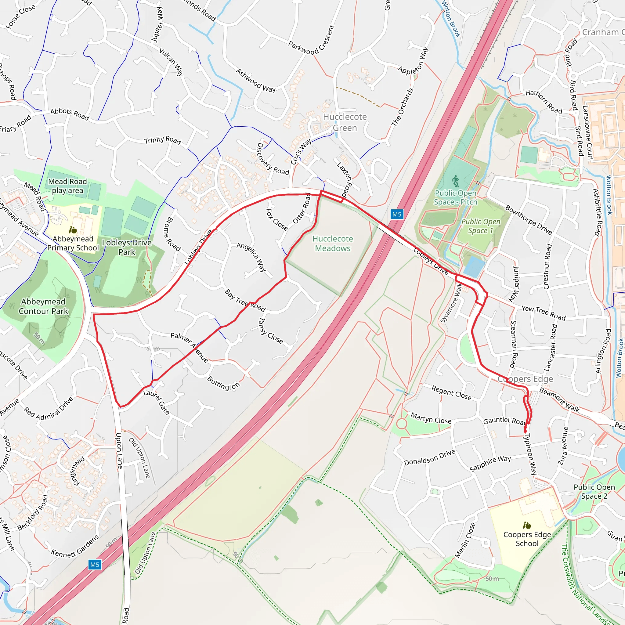 Hucclecote Meadows mobile static map