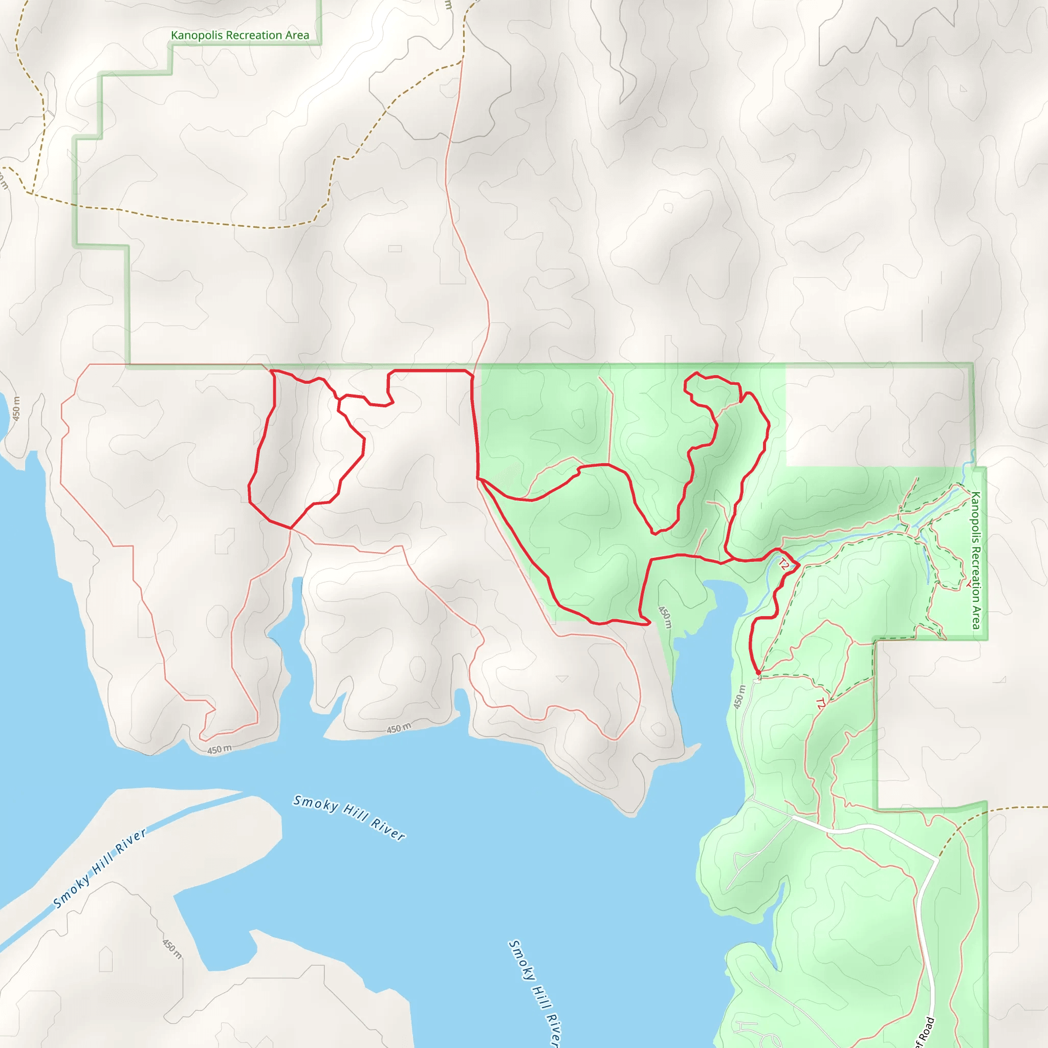 Kanopolis Reservoir Eastside Loop mobile static map