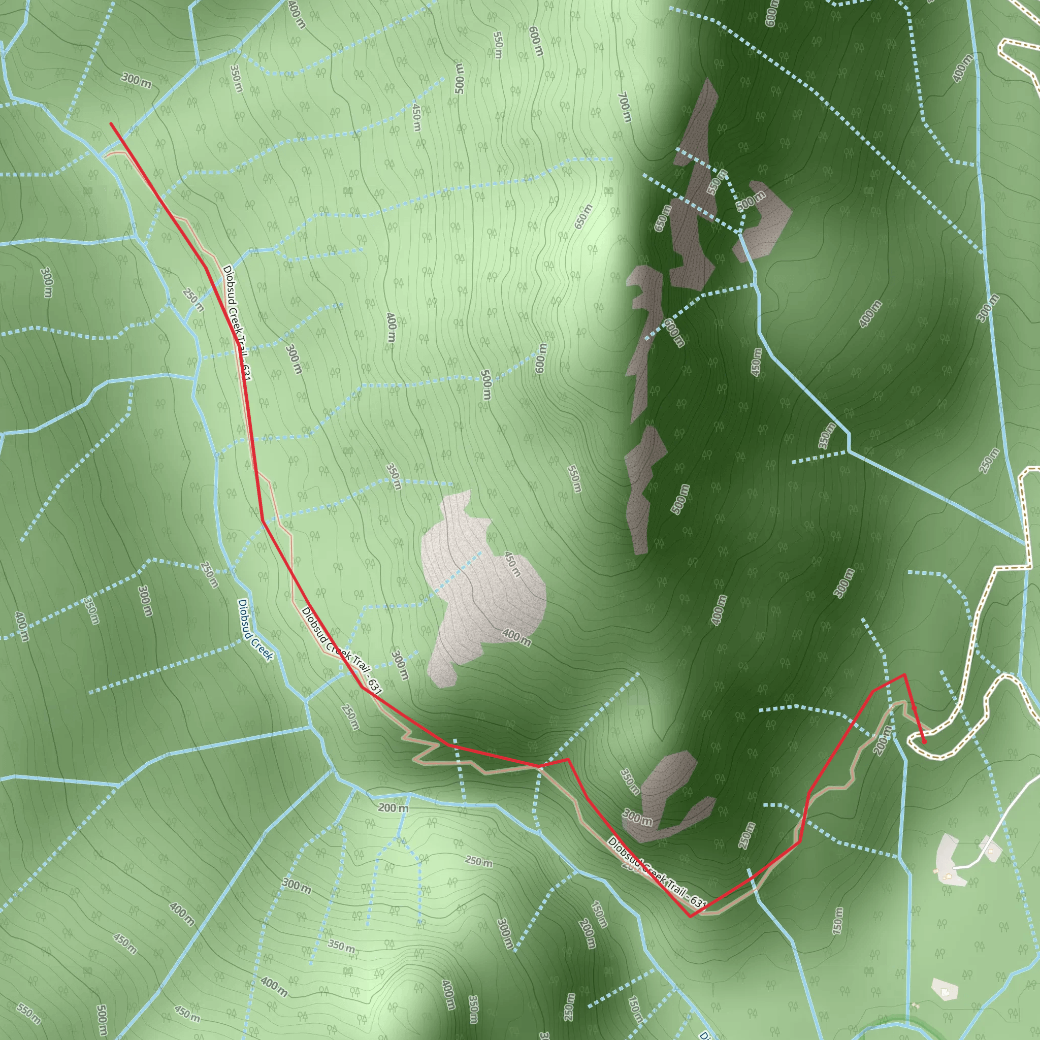 Diobsud Creek Trail mobile static map