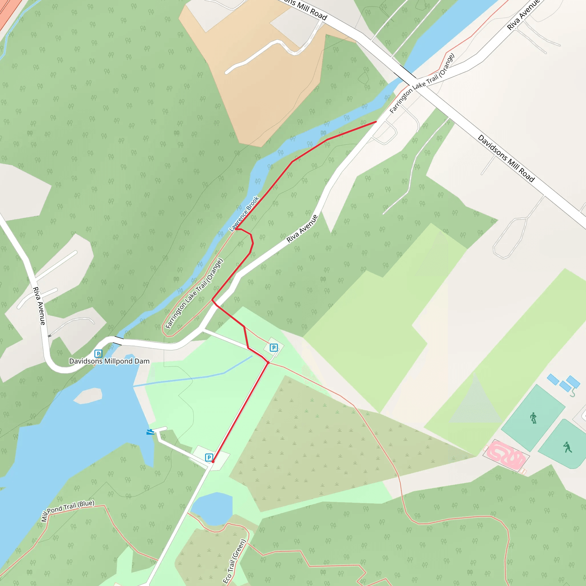 Lawrence Brook Out and Back mobile static map