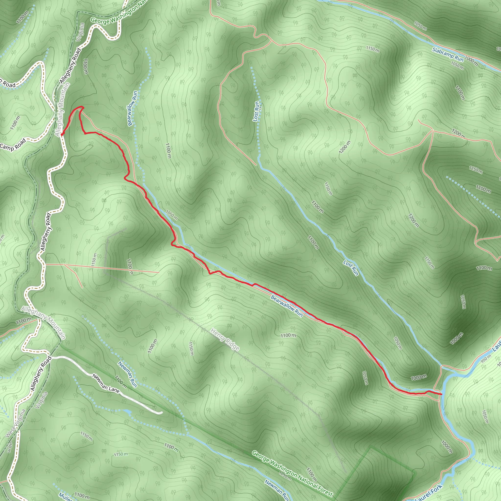 Bear Wallow Trail mobile static map