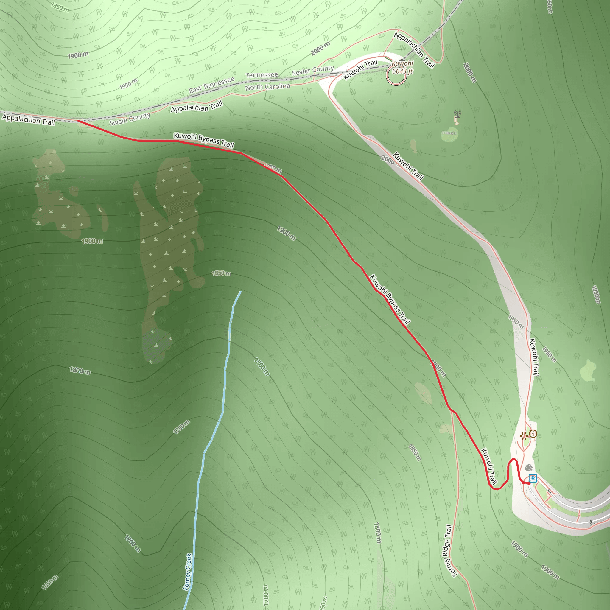Clingmans Dome Bypass Trail mobile static map