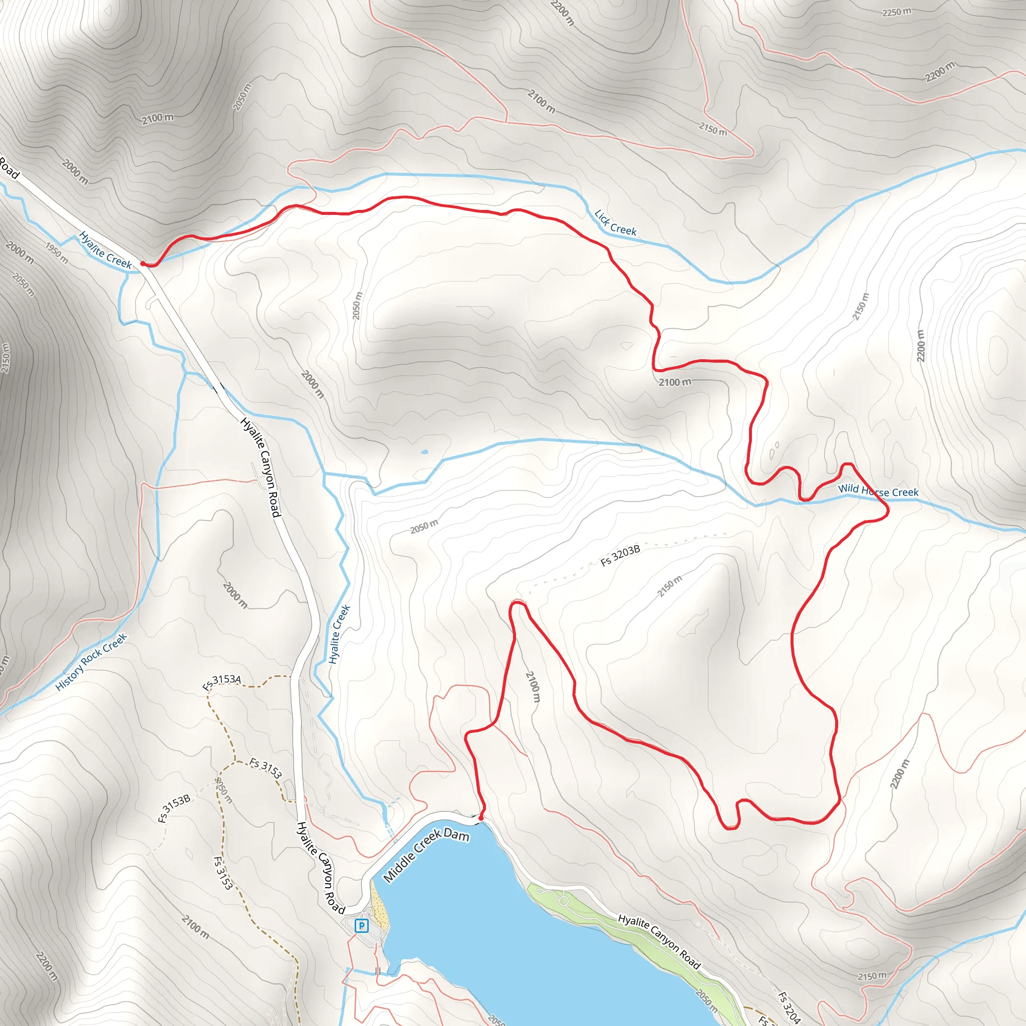Lower Wildhorse Lick Trail mobile static map