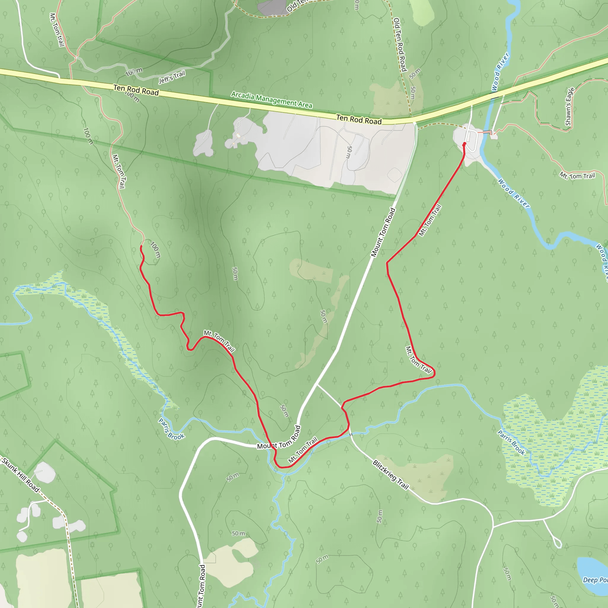 Parris Brook via mount Tom Trail mobile static map