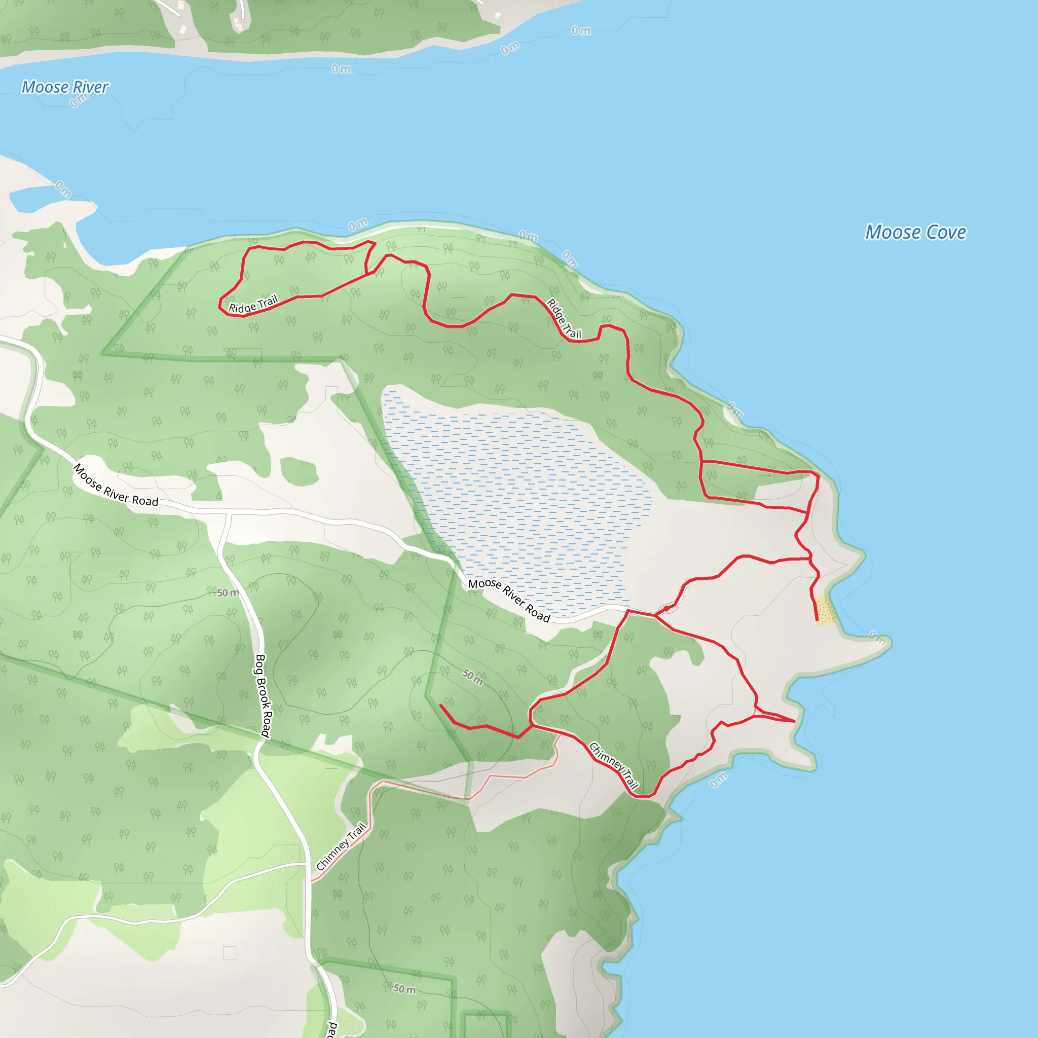 Ridge Trail and Chimney Trail mobile static map