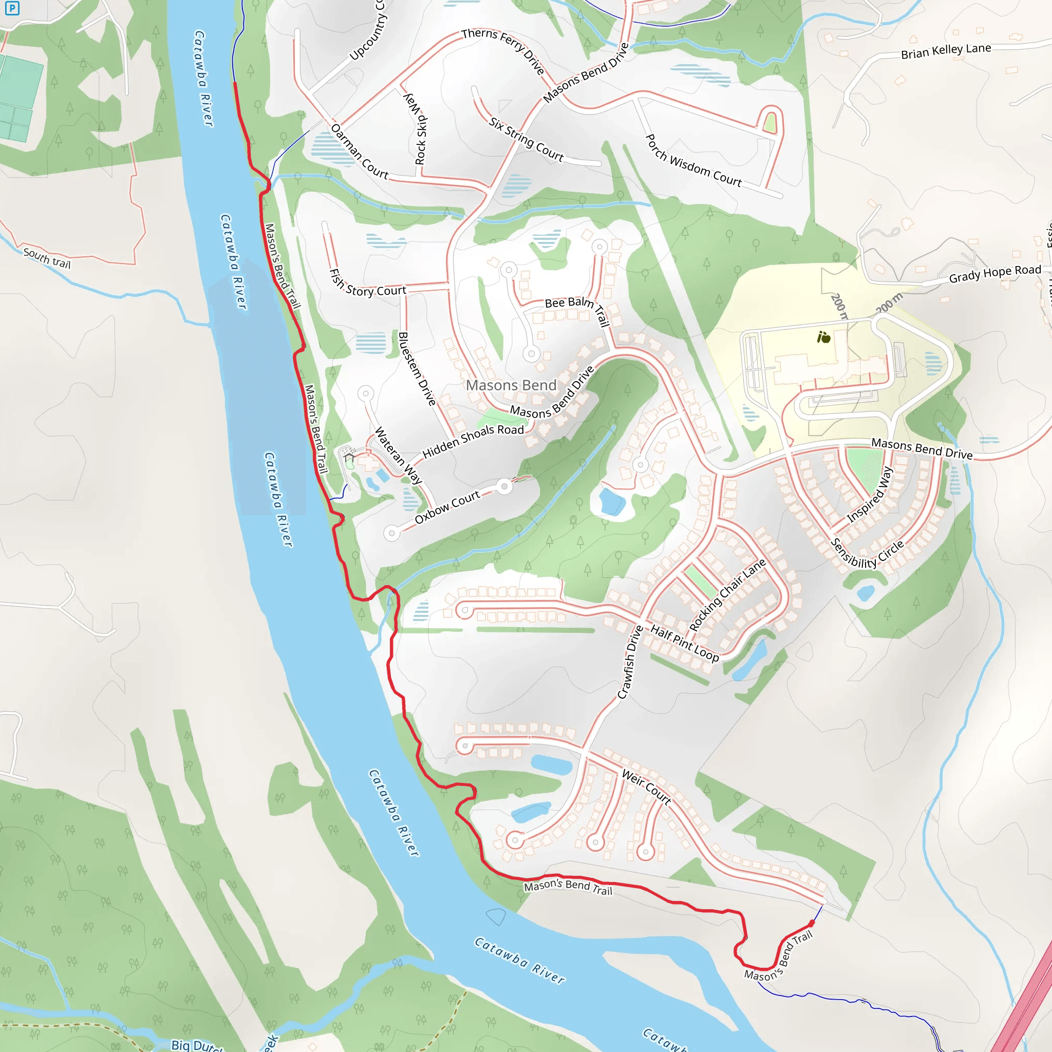 Masons Bend Trail Out and Back mobile static map