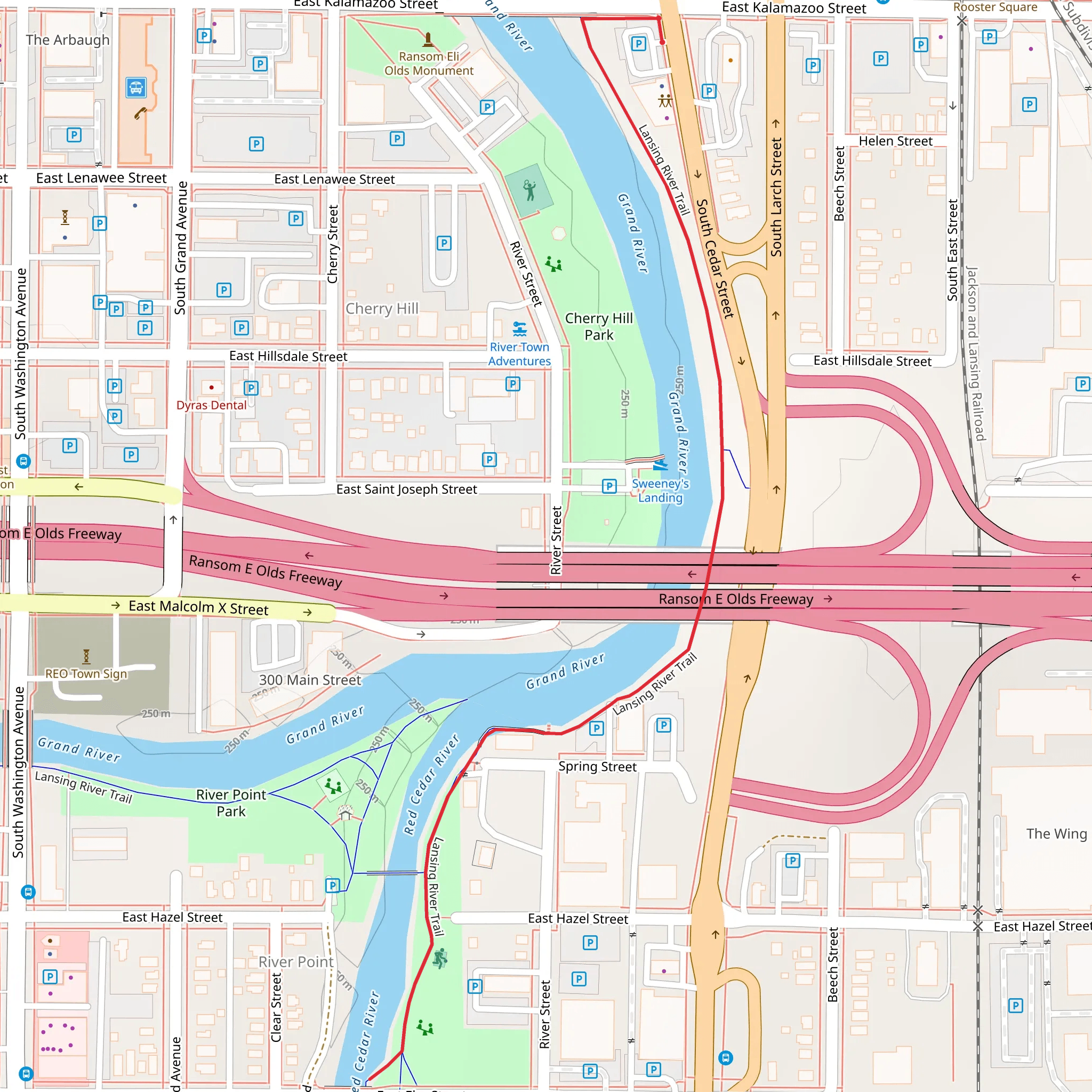 Lansing River Trail mobile static map