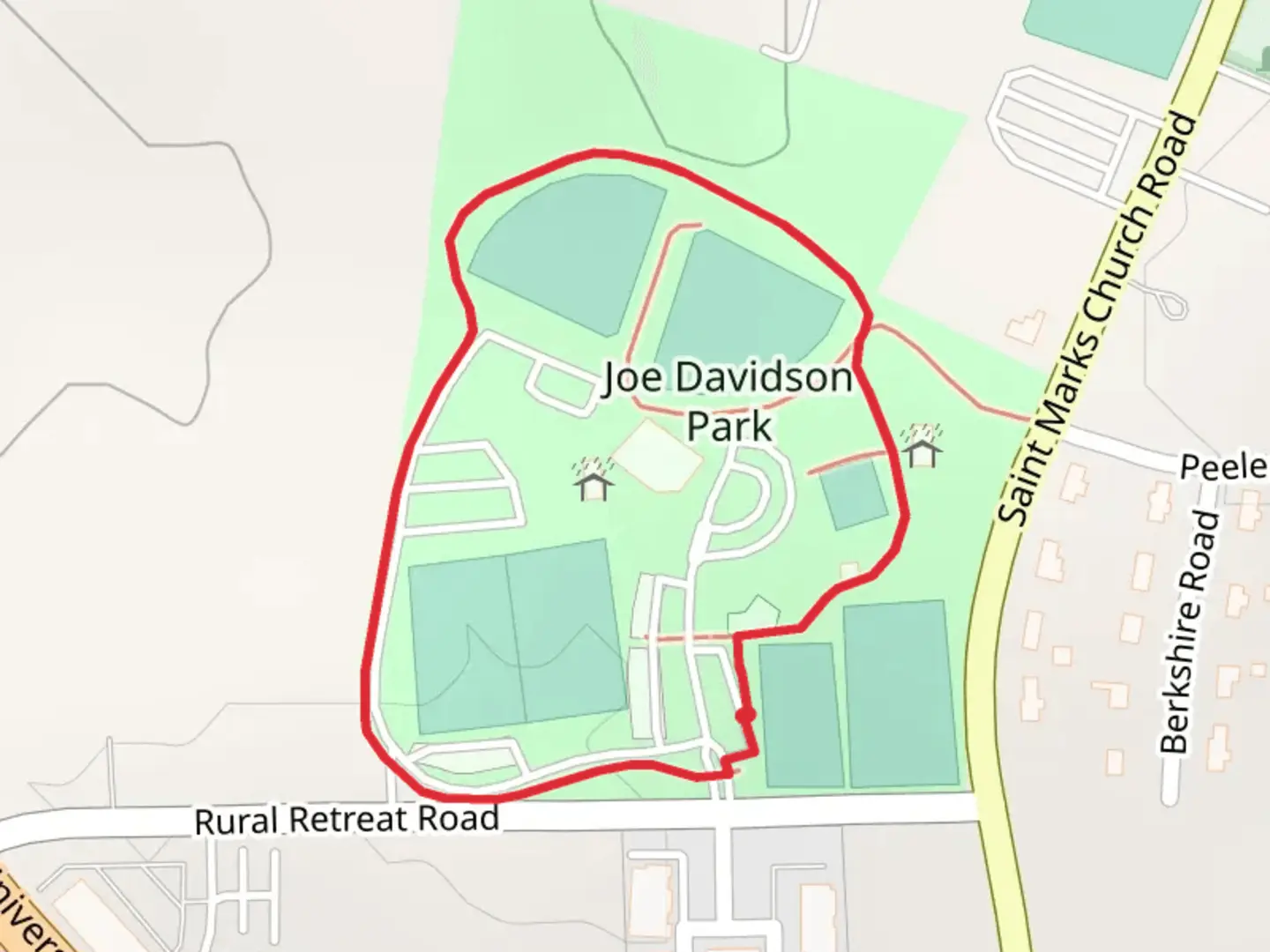 An image depicting the trail Joe Davidson Park Loop and its surrounding area.