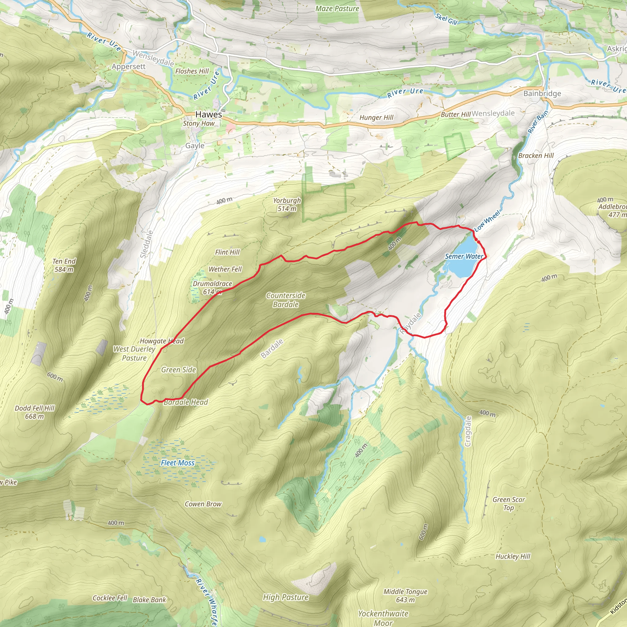 Semerwater and Green Side End Wells Loop mobile static map