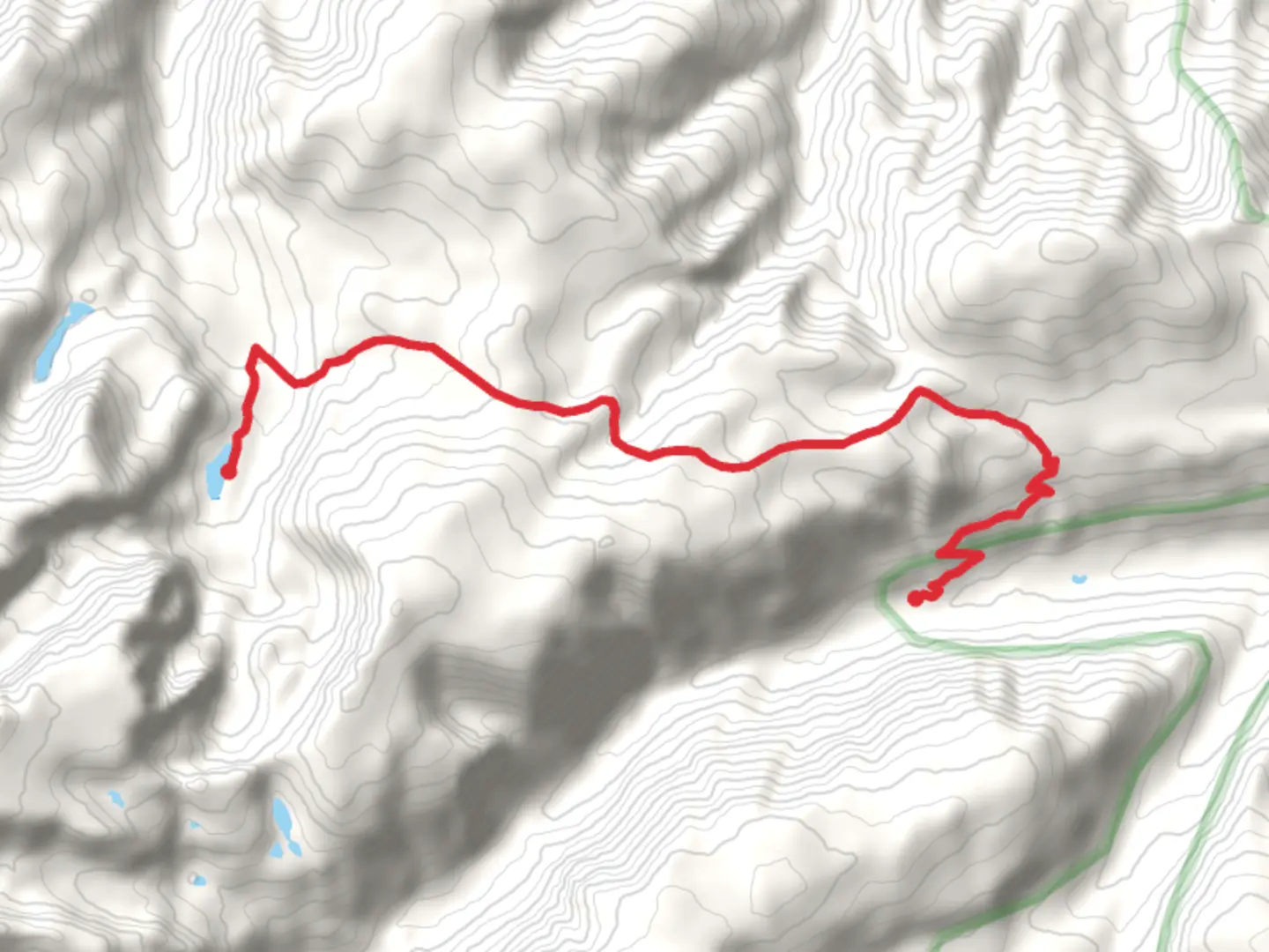 An image depicting the trail Crow Lake via Camp Senia Trail and its surrounding area.