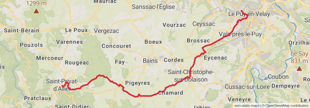 Camino Strasbourg-Saint Jean Pied de Port via Le Puy stage 46 Map