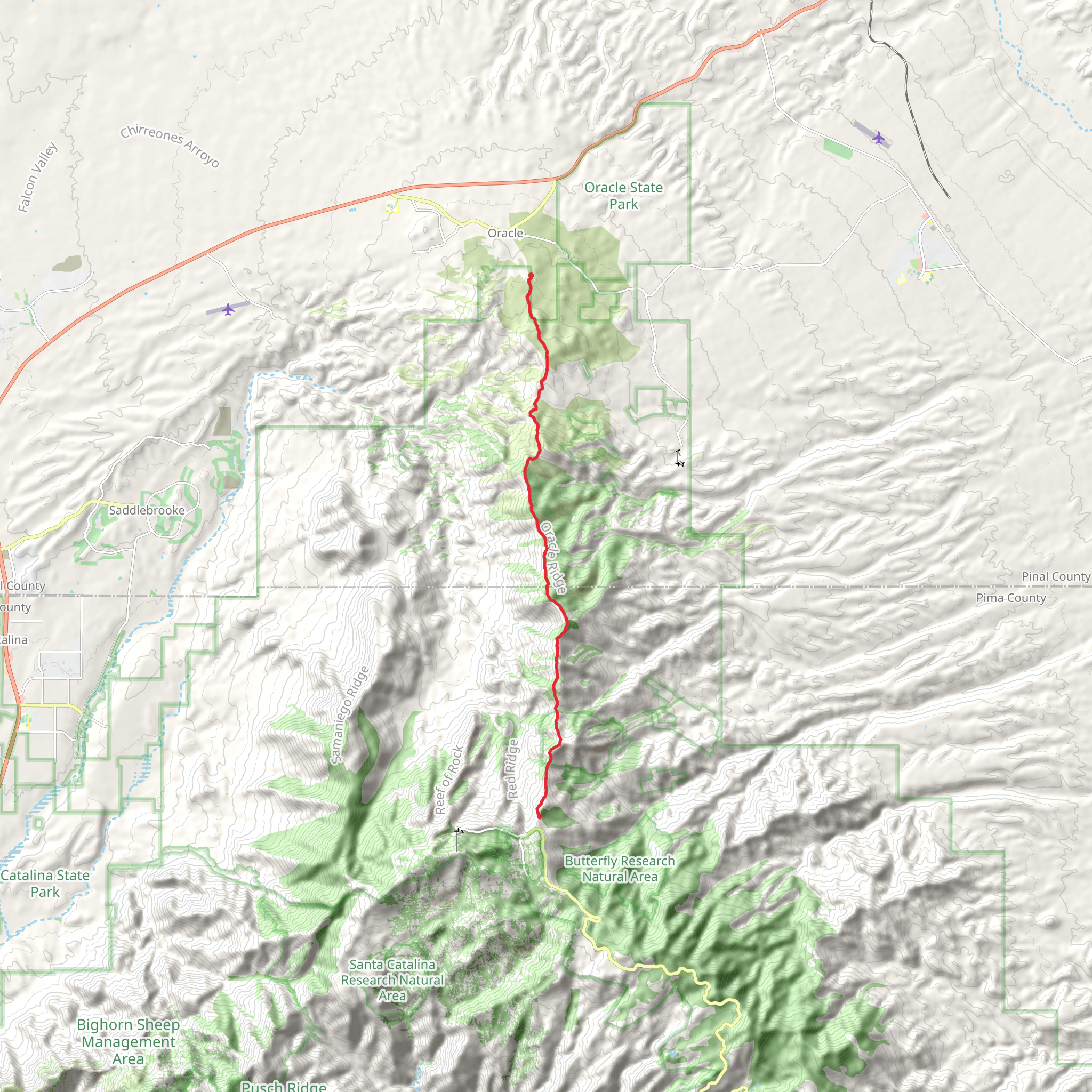 Oracle Ridge Trail mobile static map