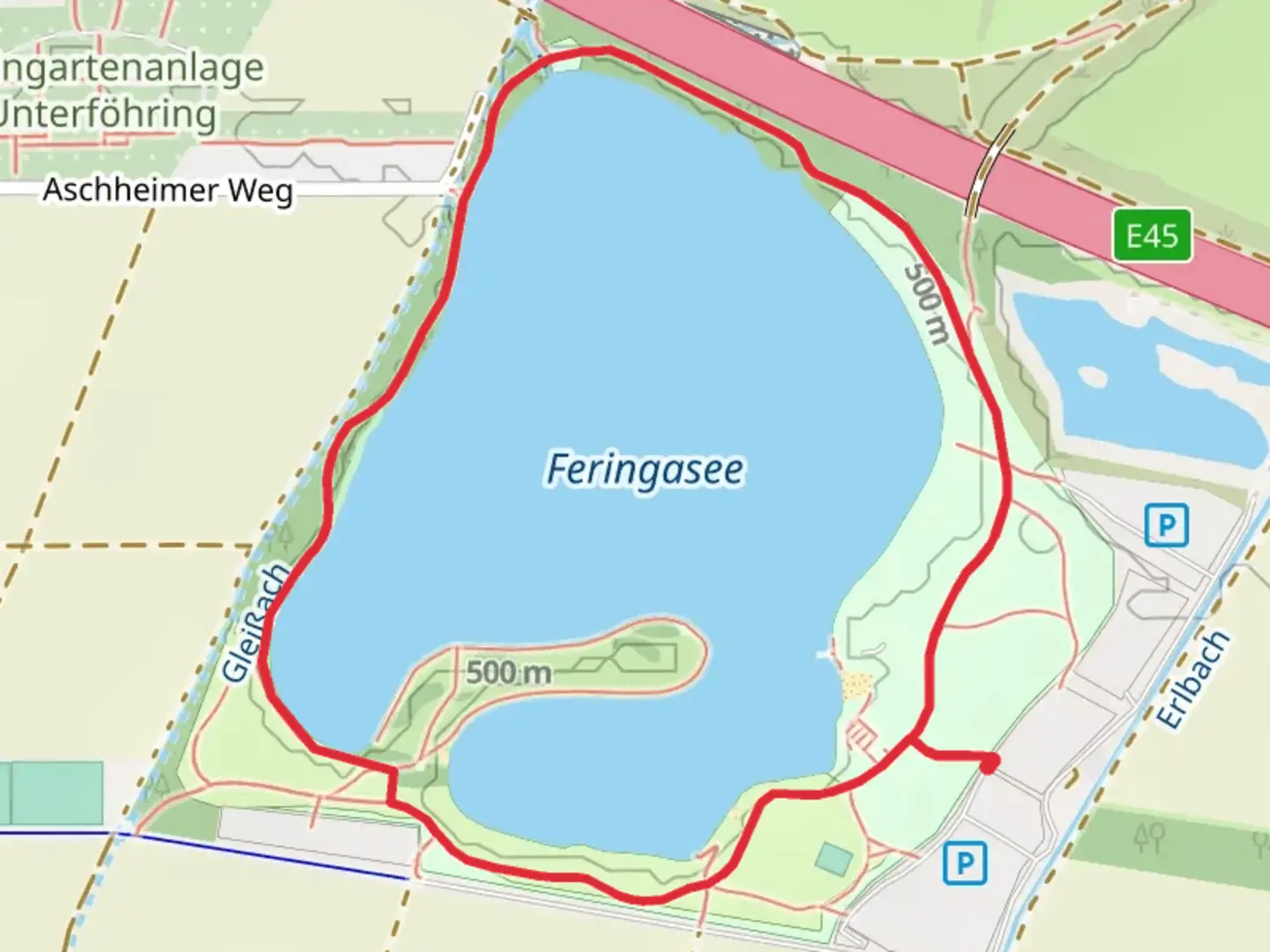 An image depicting the trail Feringasee Loop and its surrounding area.