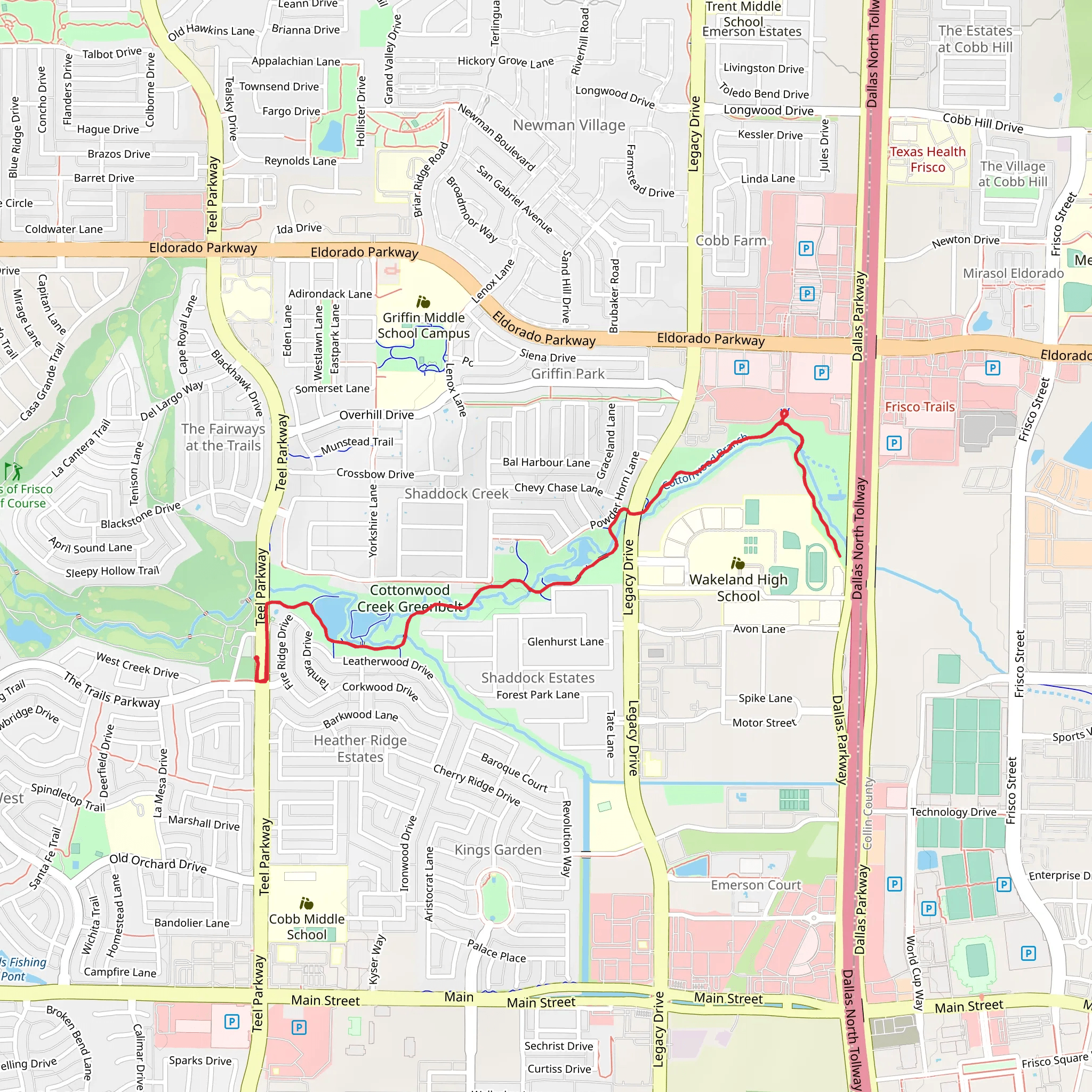 Walk along Cottonwood Creek mobile static map