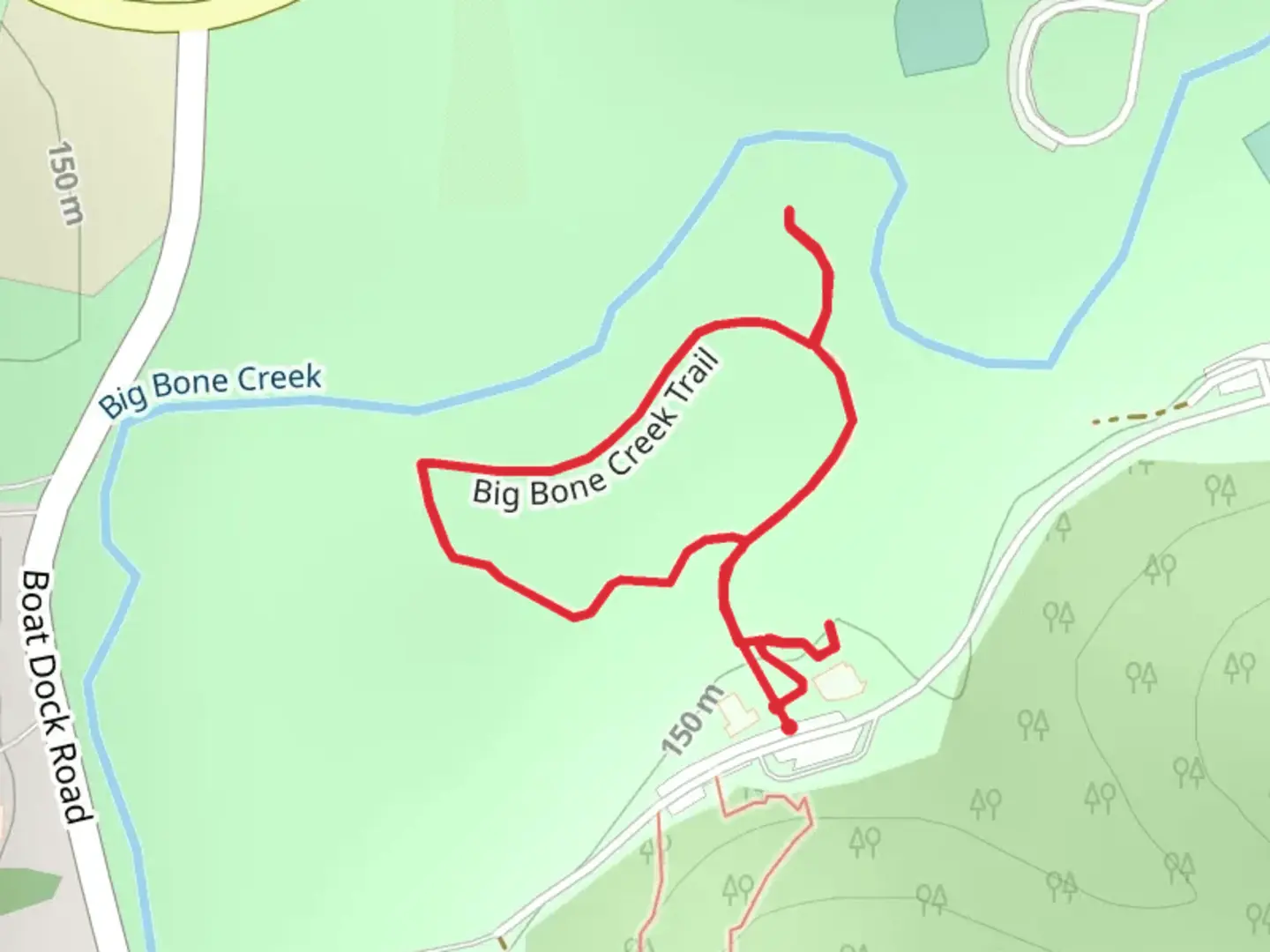An image depicting the trail Big Bone Creek Loop Trail and its surrounding area.