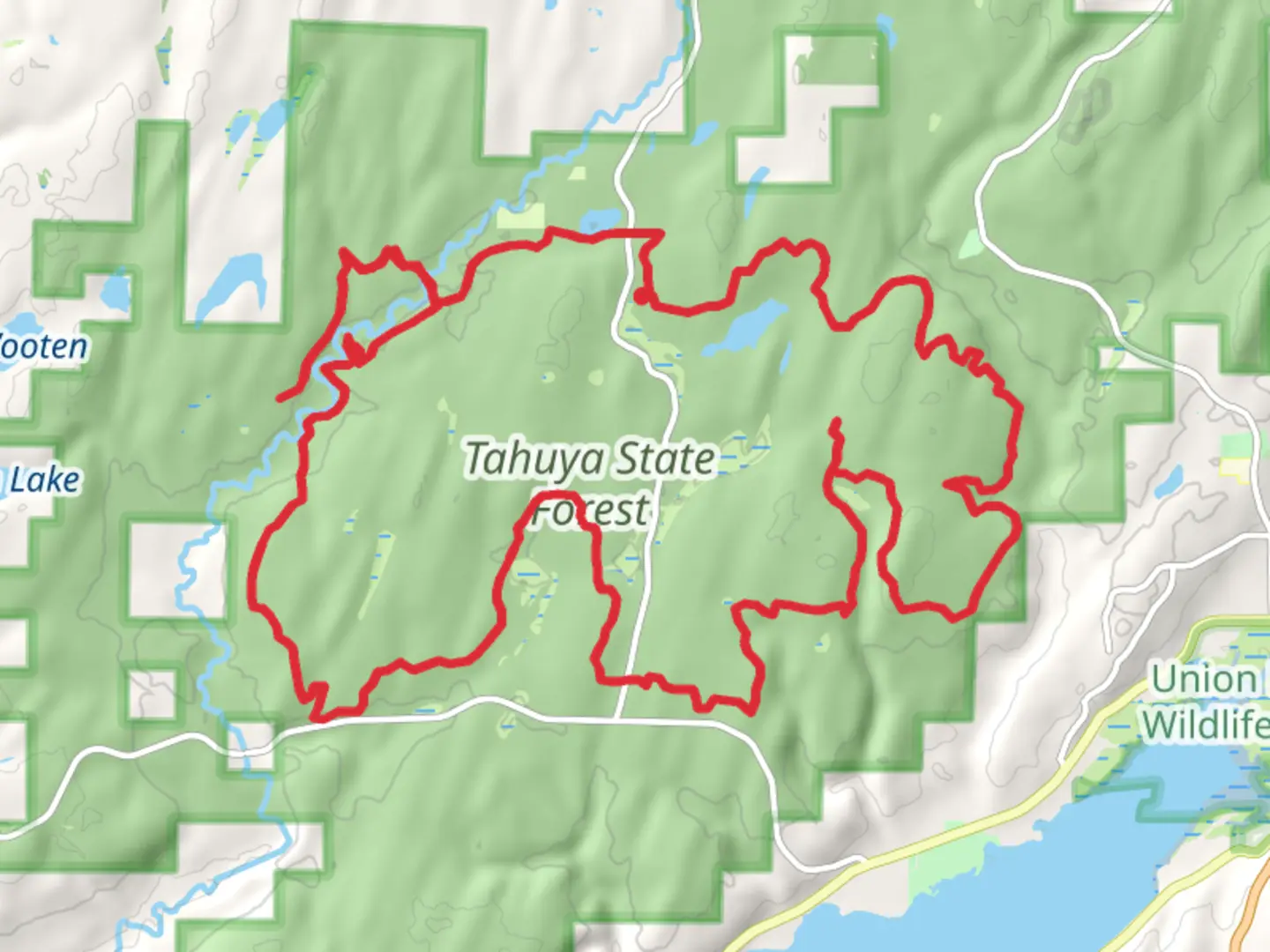 An image depicting the trail Tahuya River Trail and Mission Creek Trail and its surrounding area.