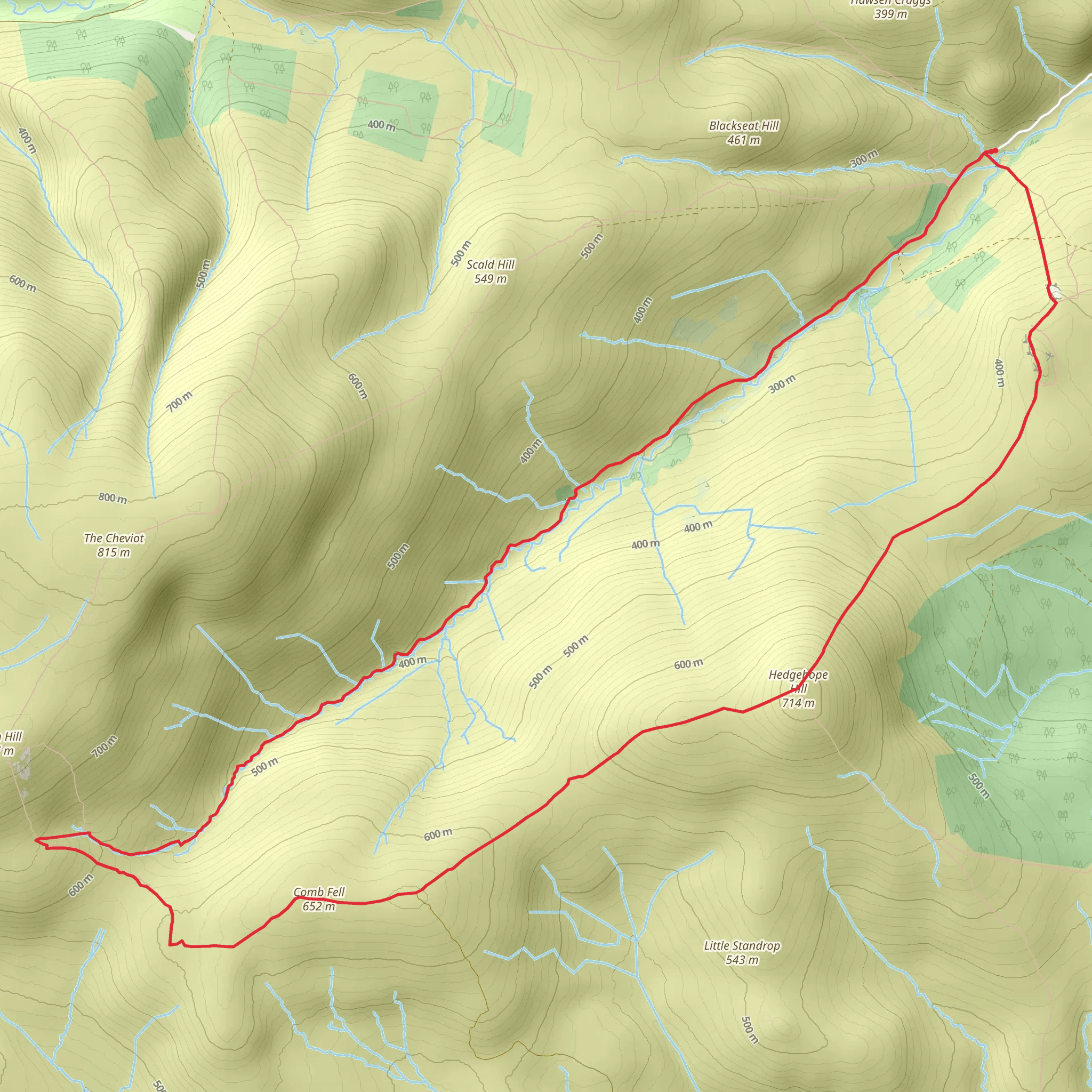 Comb Fell and Hedgehope Hill from Langleeford mobile static map