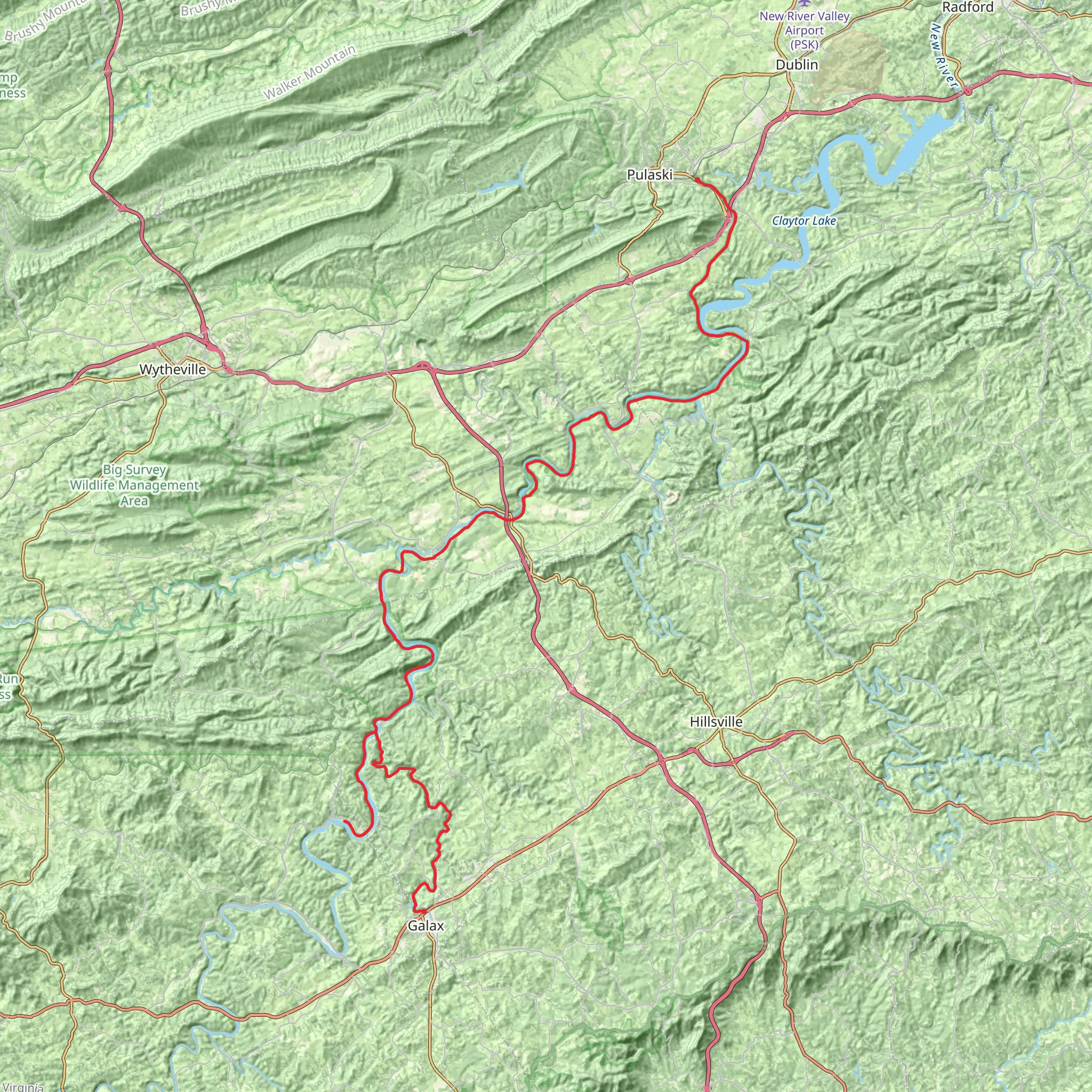 New River Trail mobile static map
