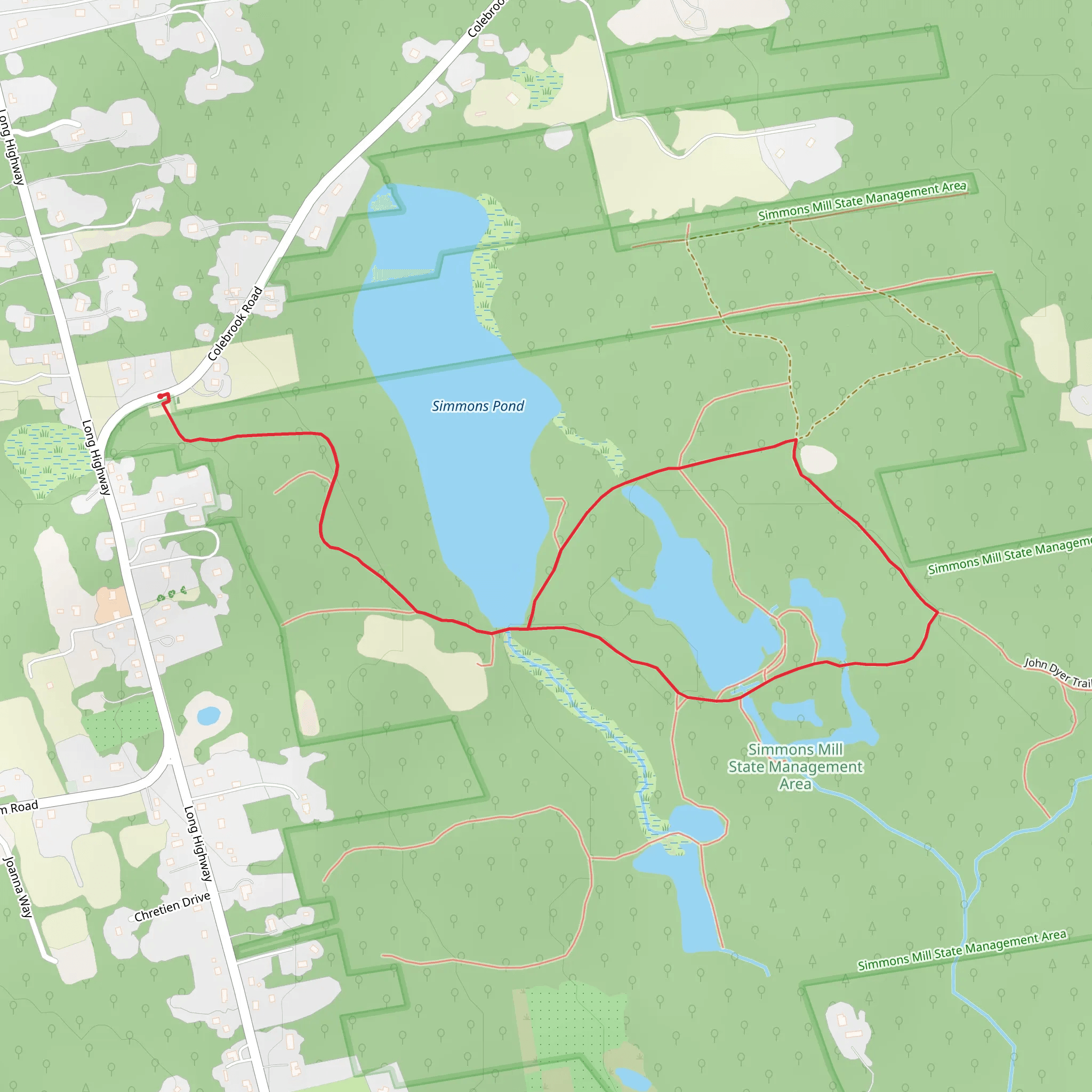 Simmons Pond Loop mobile static map
