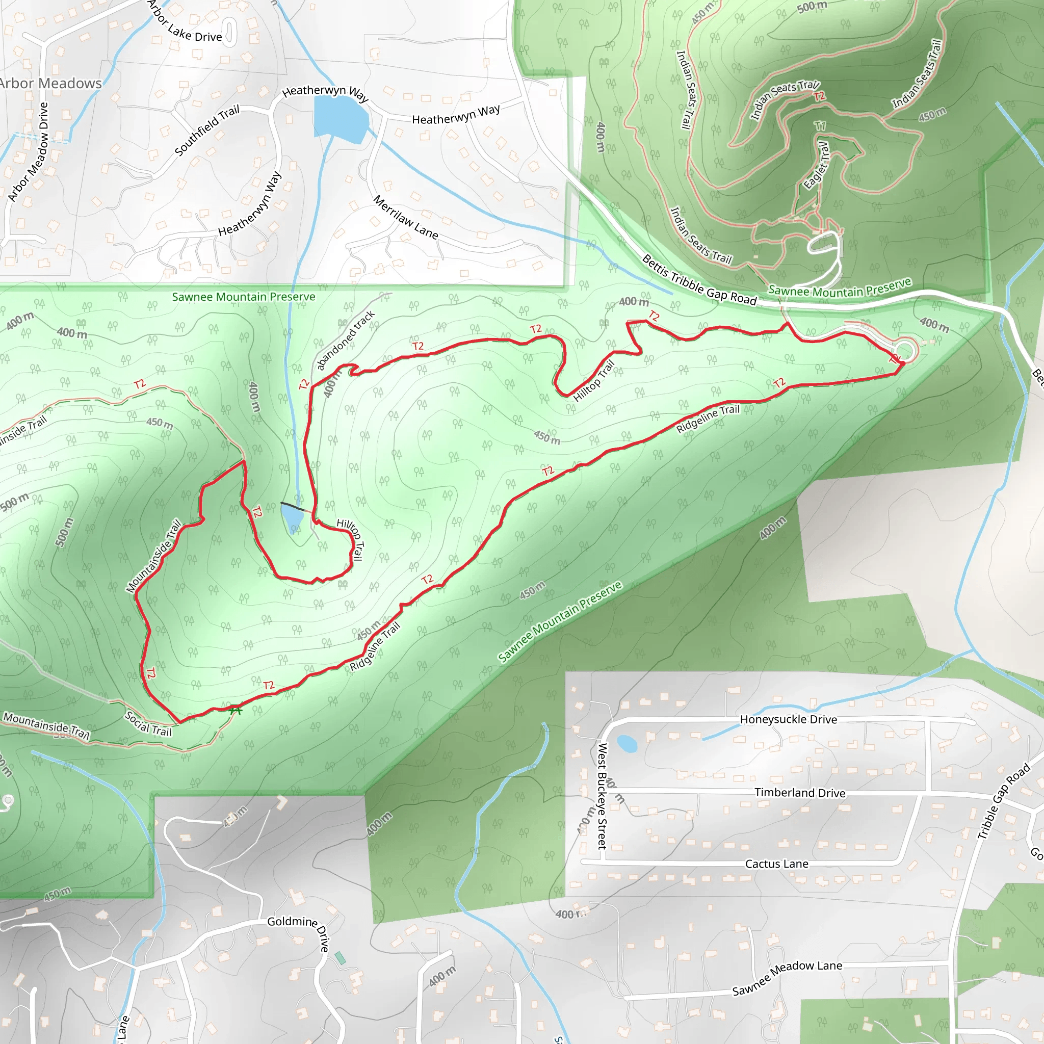 Sawnee Mountain Preserve Loop mobile static map