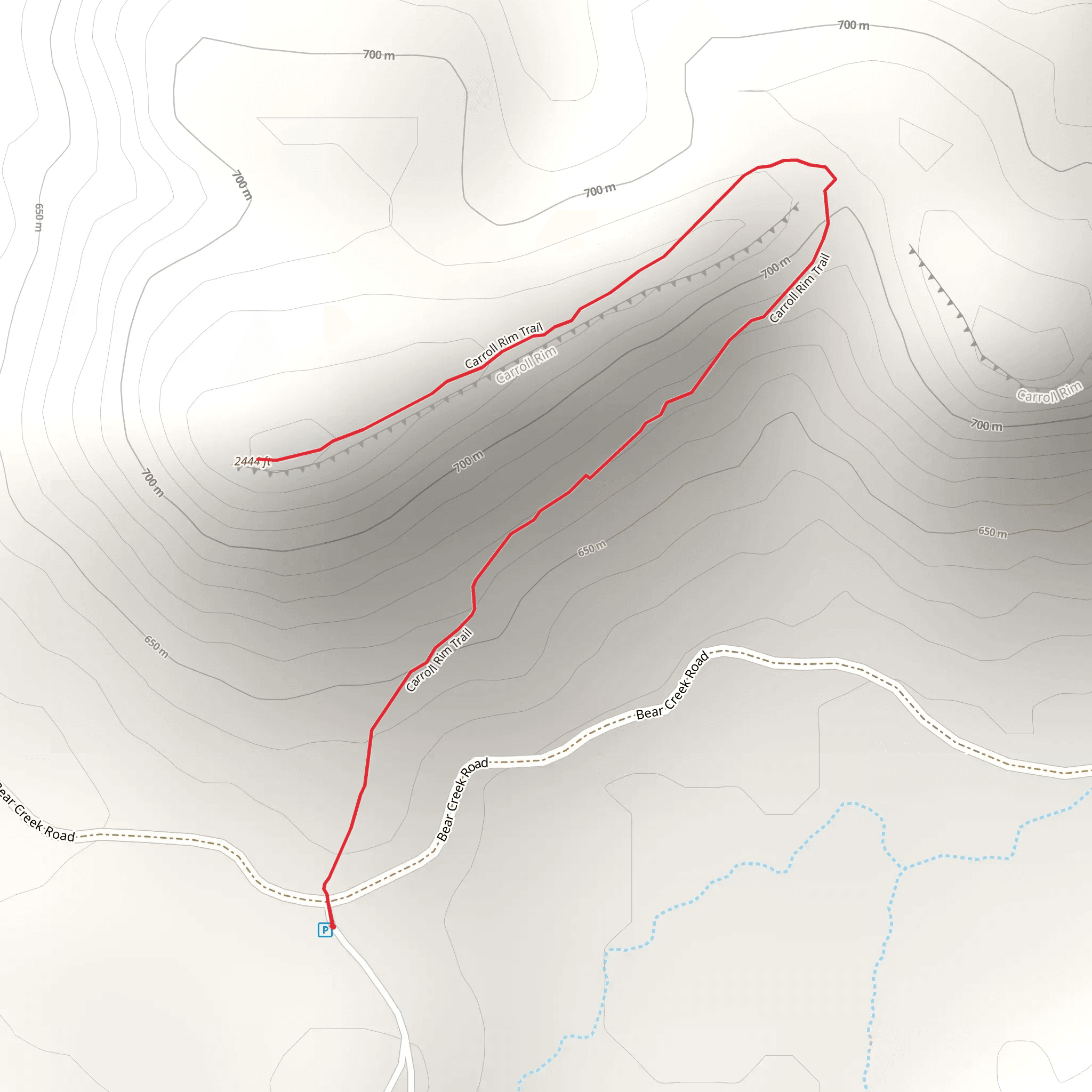 Carroll Rim Trail mobile static map