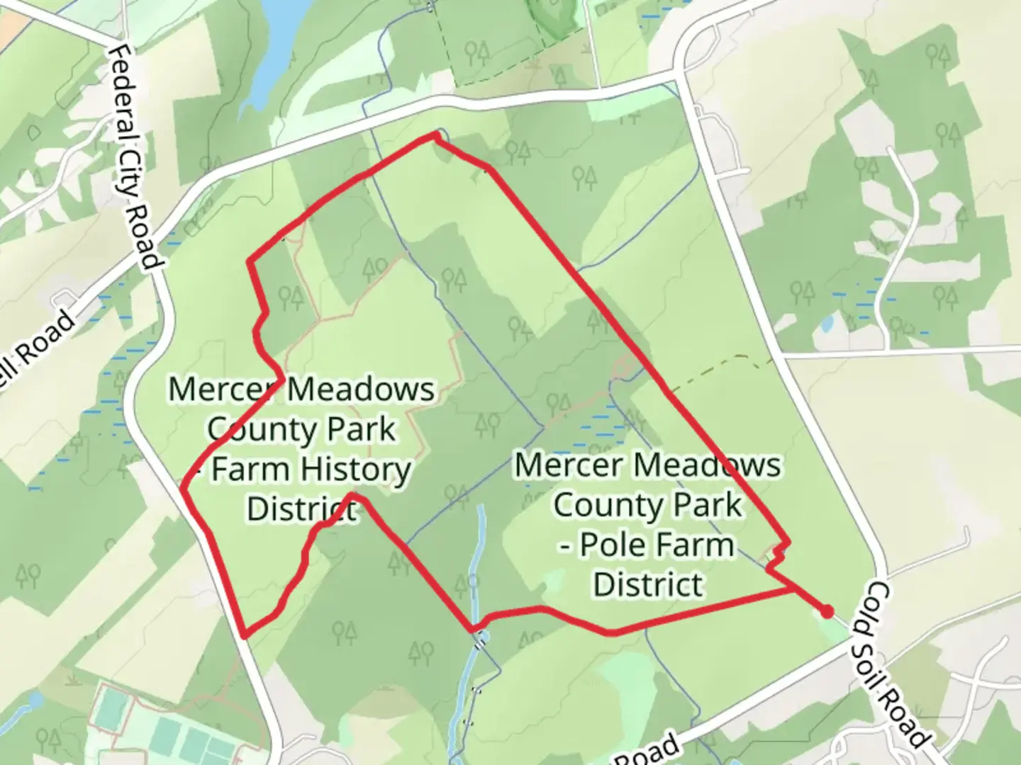 An image depicting the trail Lawrence Hopewell and Reed - Bryan Farm Loop Trail and its surrounding area.