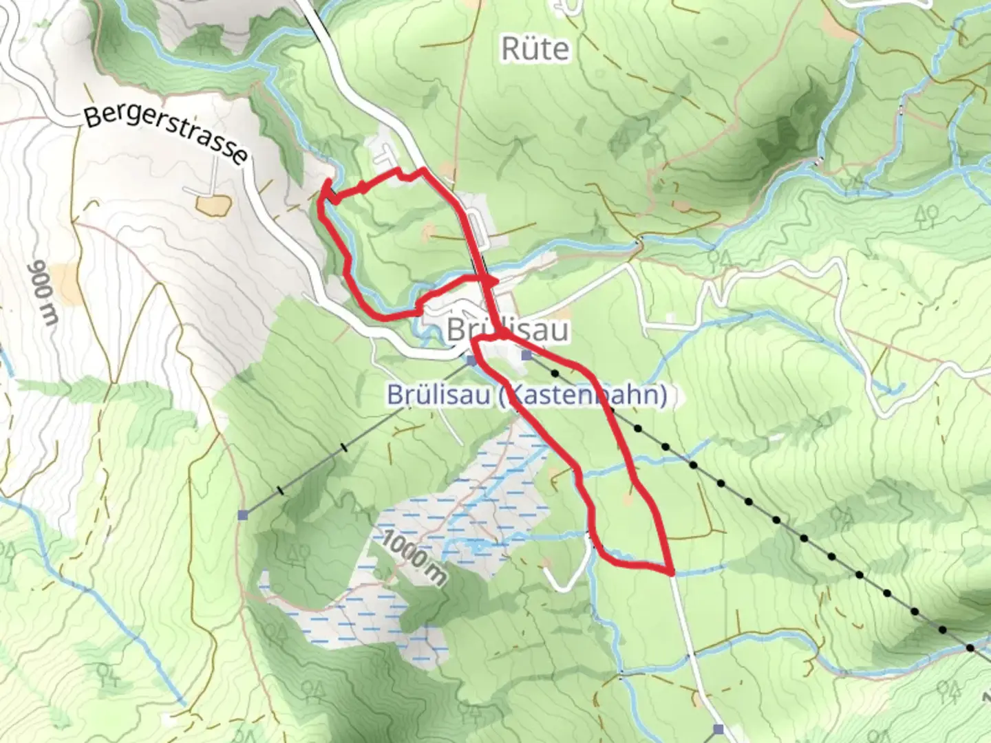 An image depicting the trail Rondom Brölisau and its surrounding area.