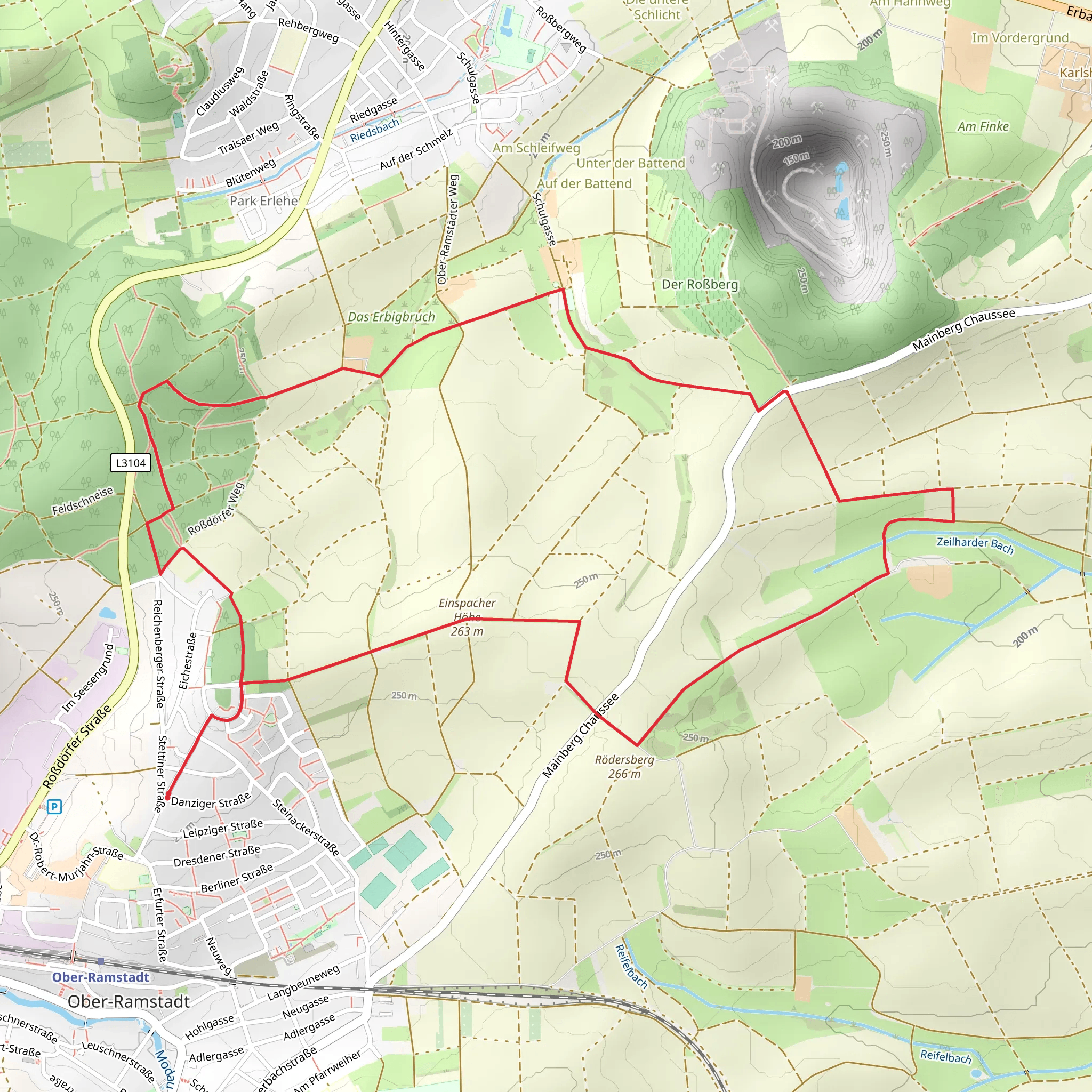 Einspacher Hoehe via Ortsrundwanderweg Ober-Ramstadt mobile static map