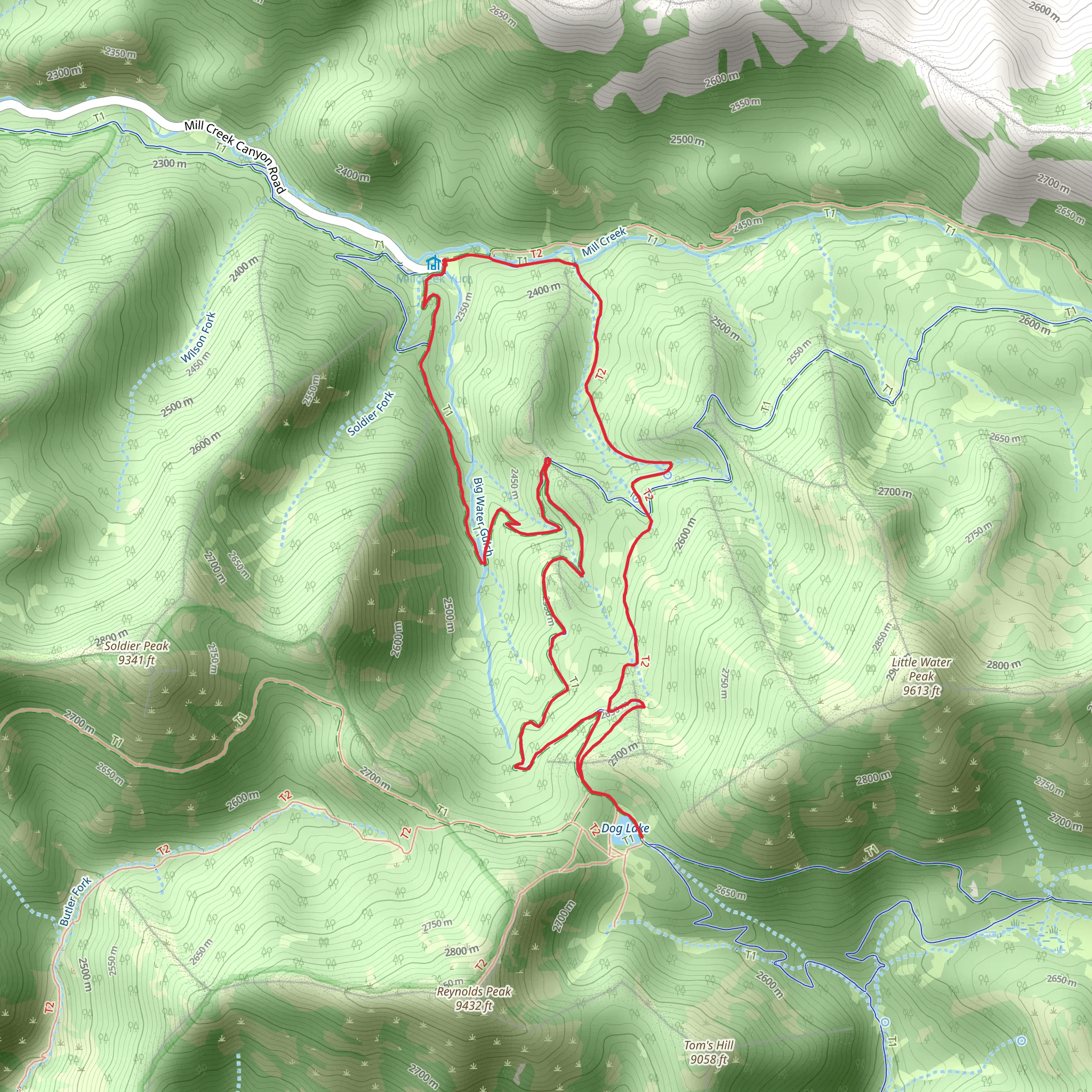 Big water Trail and Little Water Trail mobile static map