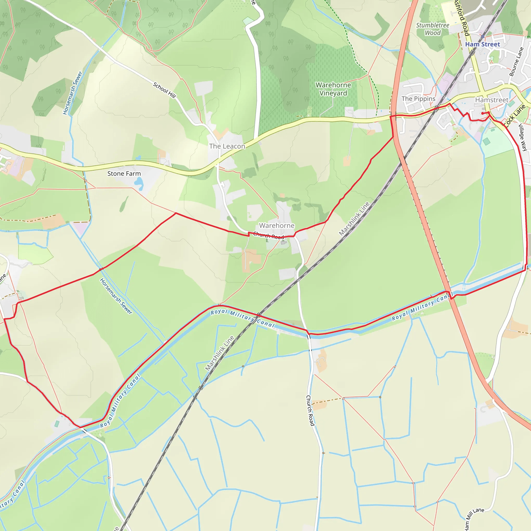 Saxon Shore Way and Royal Millitary Track Loop mobile static map