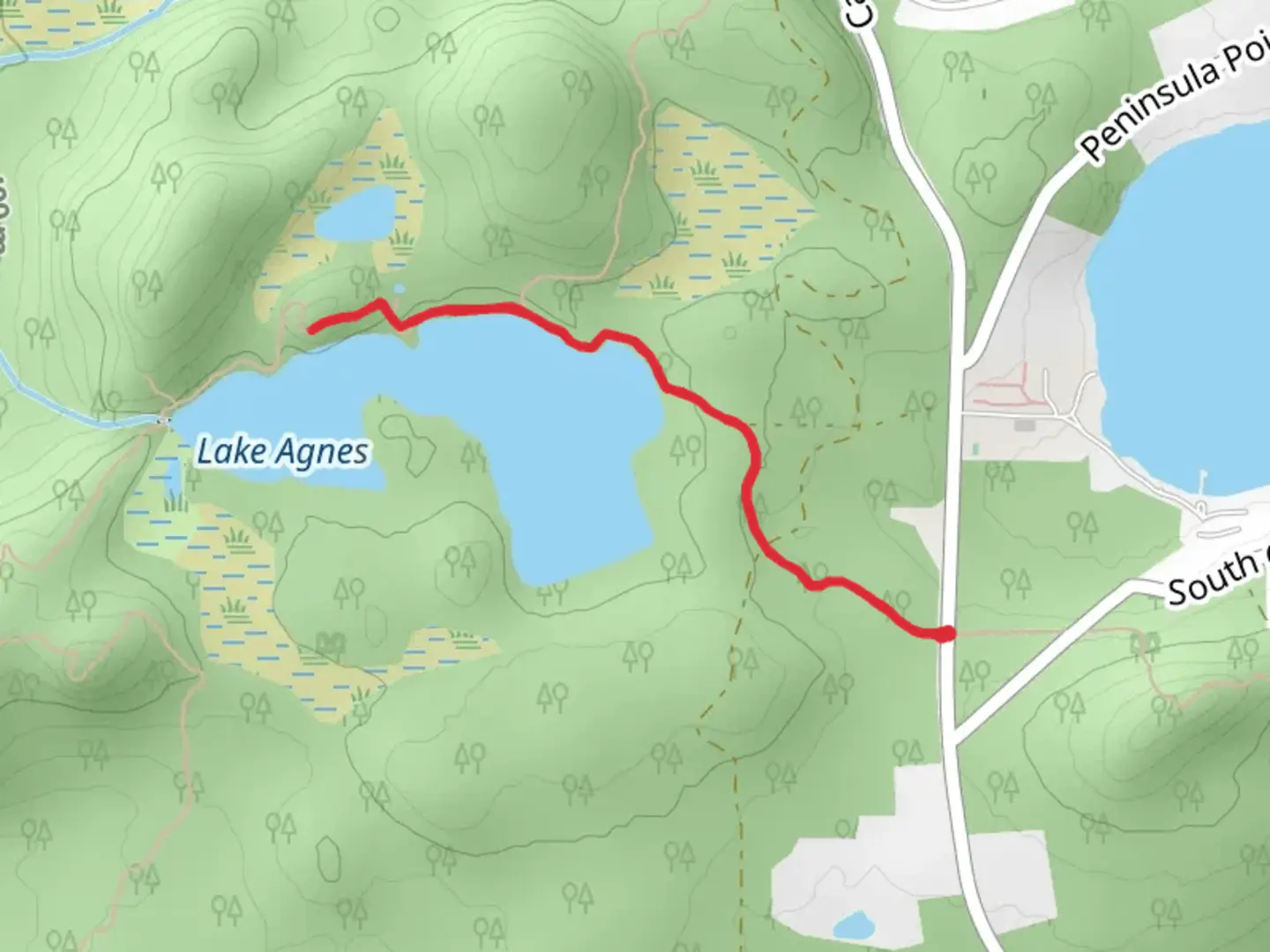 An image depicting the trail Lake Agnes via Superior Hiking Trail and its surrounding area.