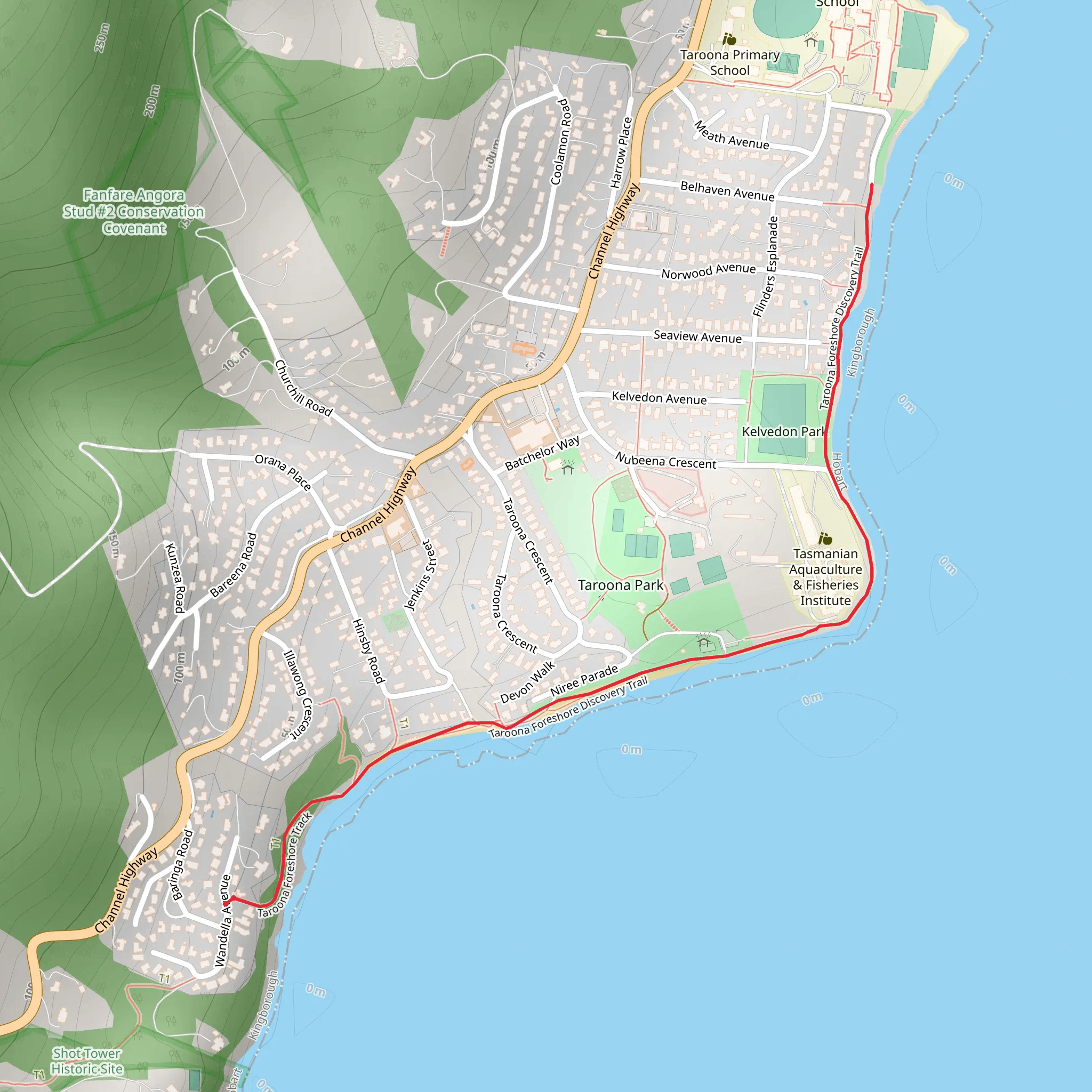 Taroona Foreshore Track mobile static map