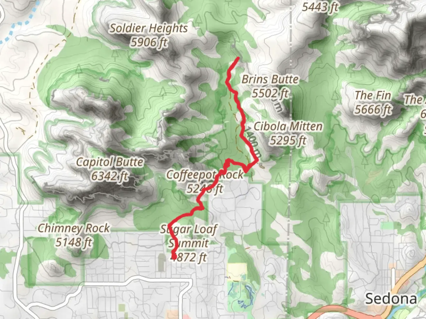 An image depicting the trail Soldier Pass Cave via Tea Cup Trail and its surrounding area.