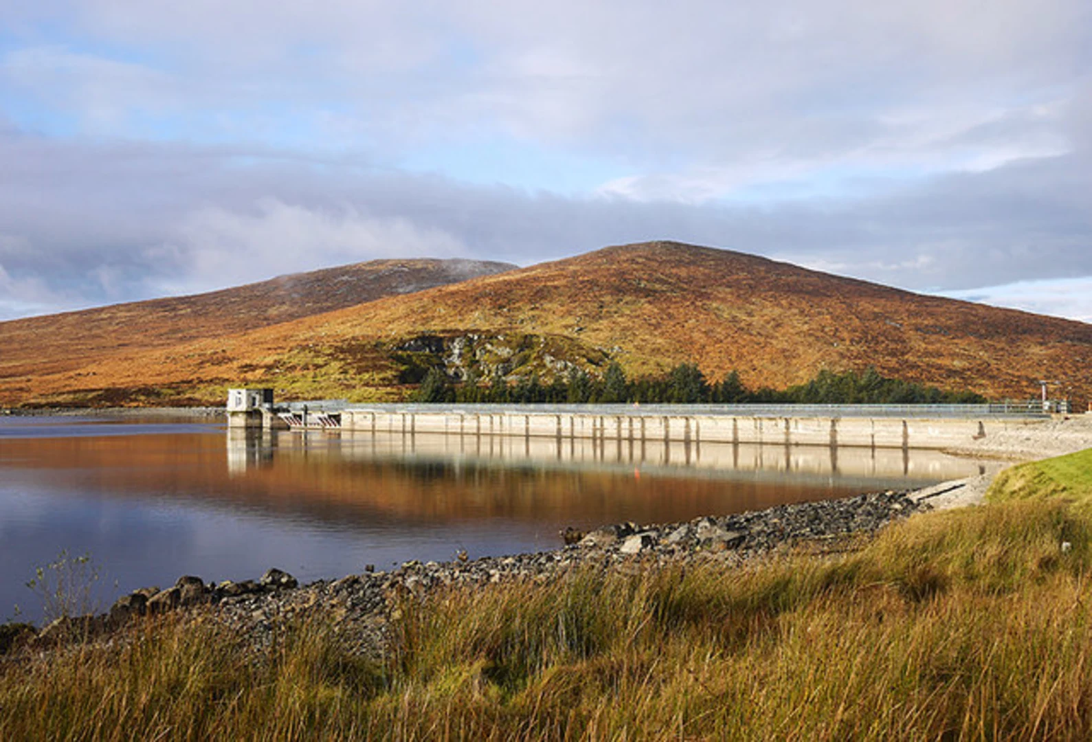 An image depicting the trail Cock Mountain and Carn Mountain North Top Loop from Spelga Reservoir and its surrounding area.