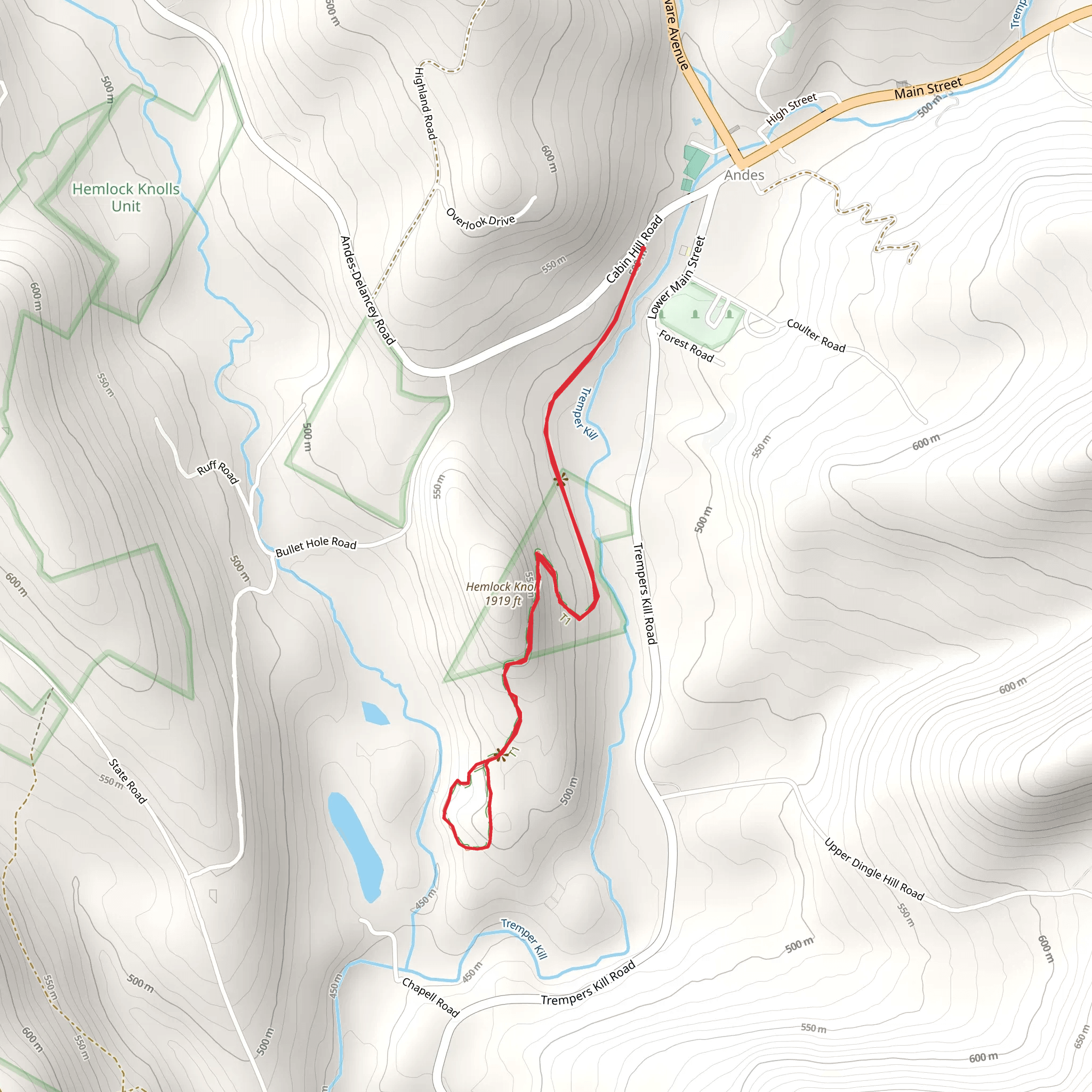Hemlock Knoll from Cabin Hill Road mobile static map
