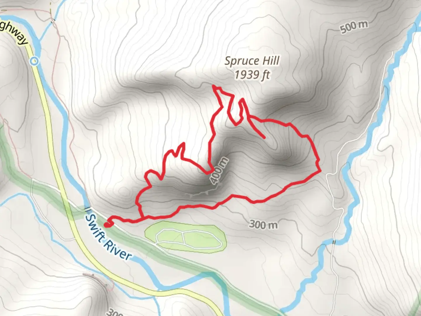 An image depicting the trail Spruce Hill via Boulder Loop Trail and its surrounding area.