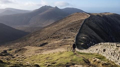 An image depicting the trail Slieve Commedagh and Slievenaglogh via Glen River Path and its surrounding area.