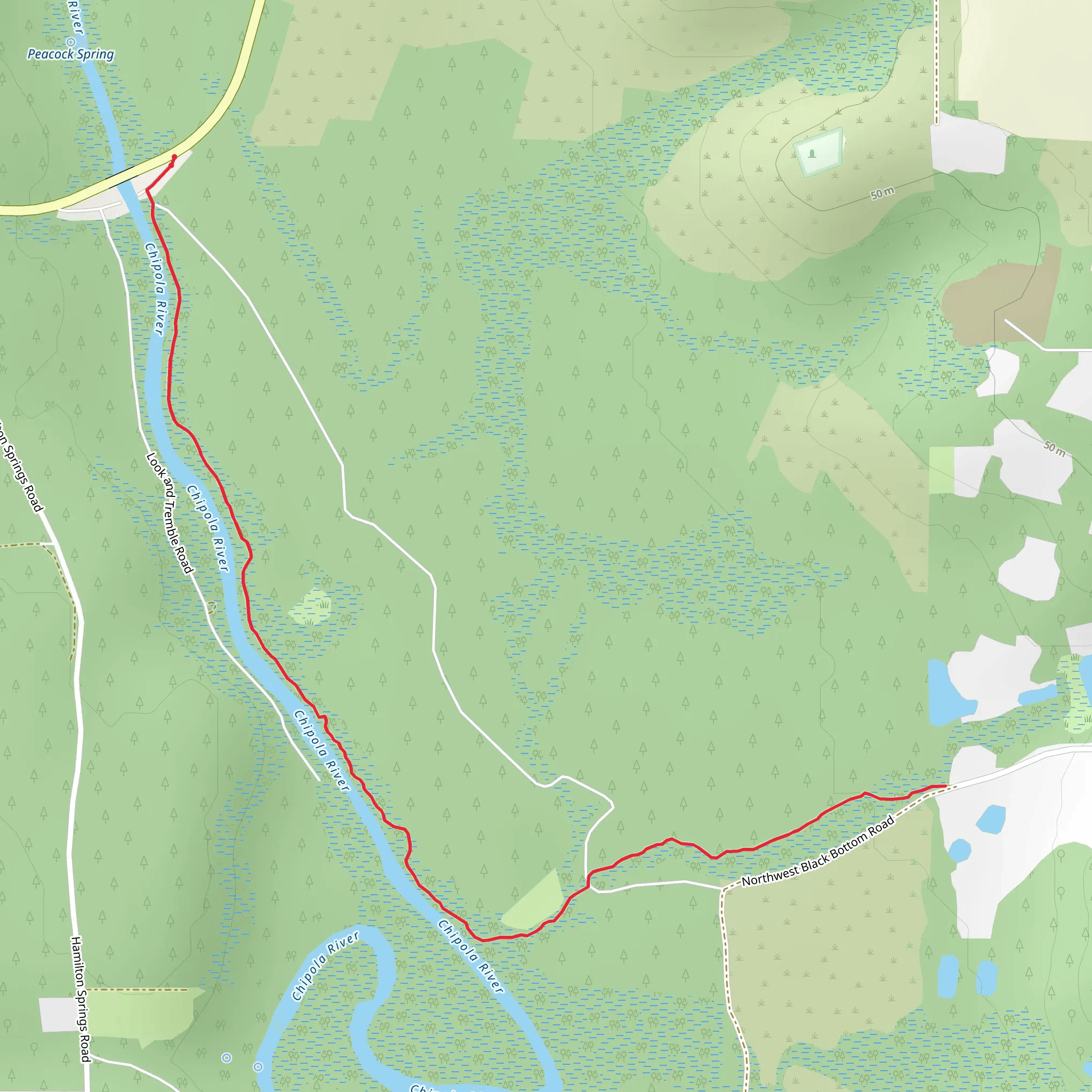 Chipola River Walk along via Florida Trail mobile static map