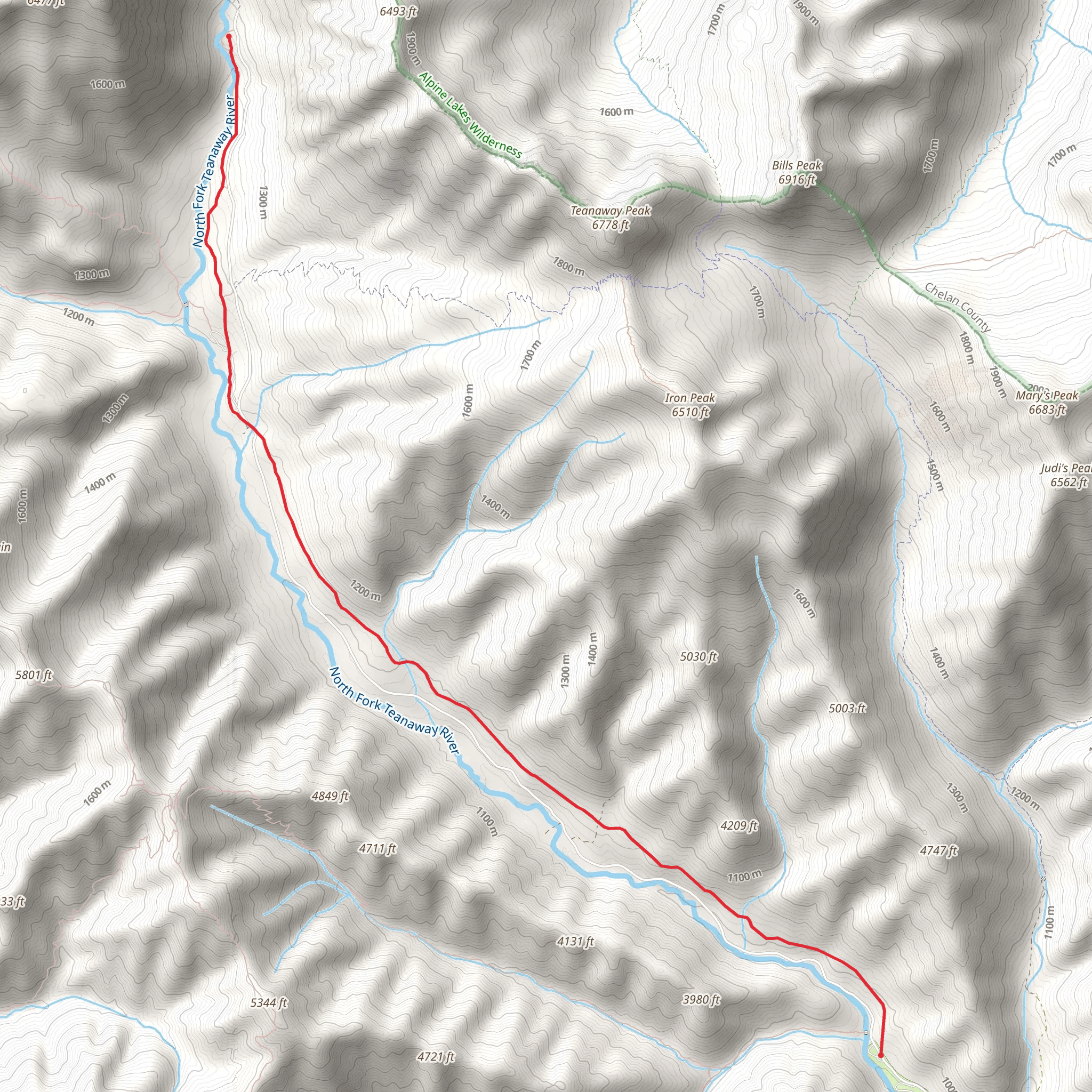 North Fork Teanaway Trail mobile static map