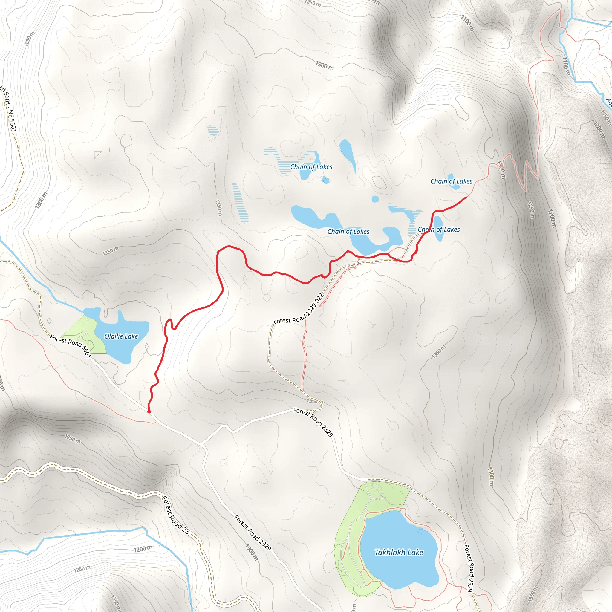 Chain of Lakes via High Lakes Trail mobile static map
