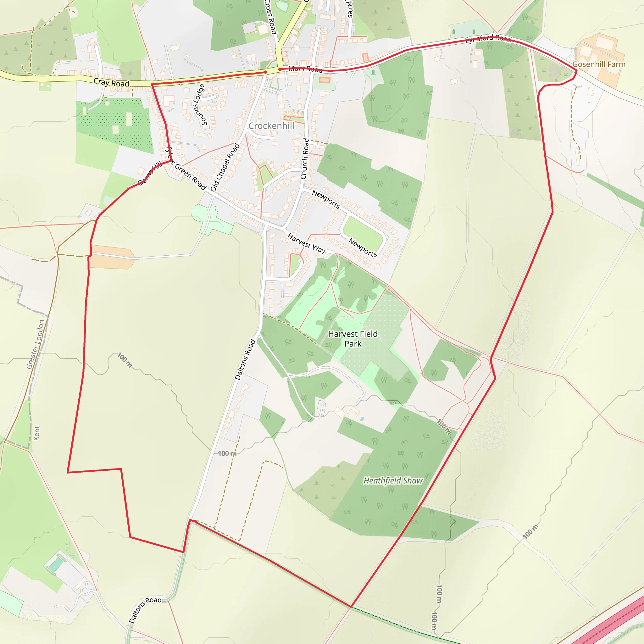 Heathfield Shaw and Crockenhill Loop mobile static map