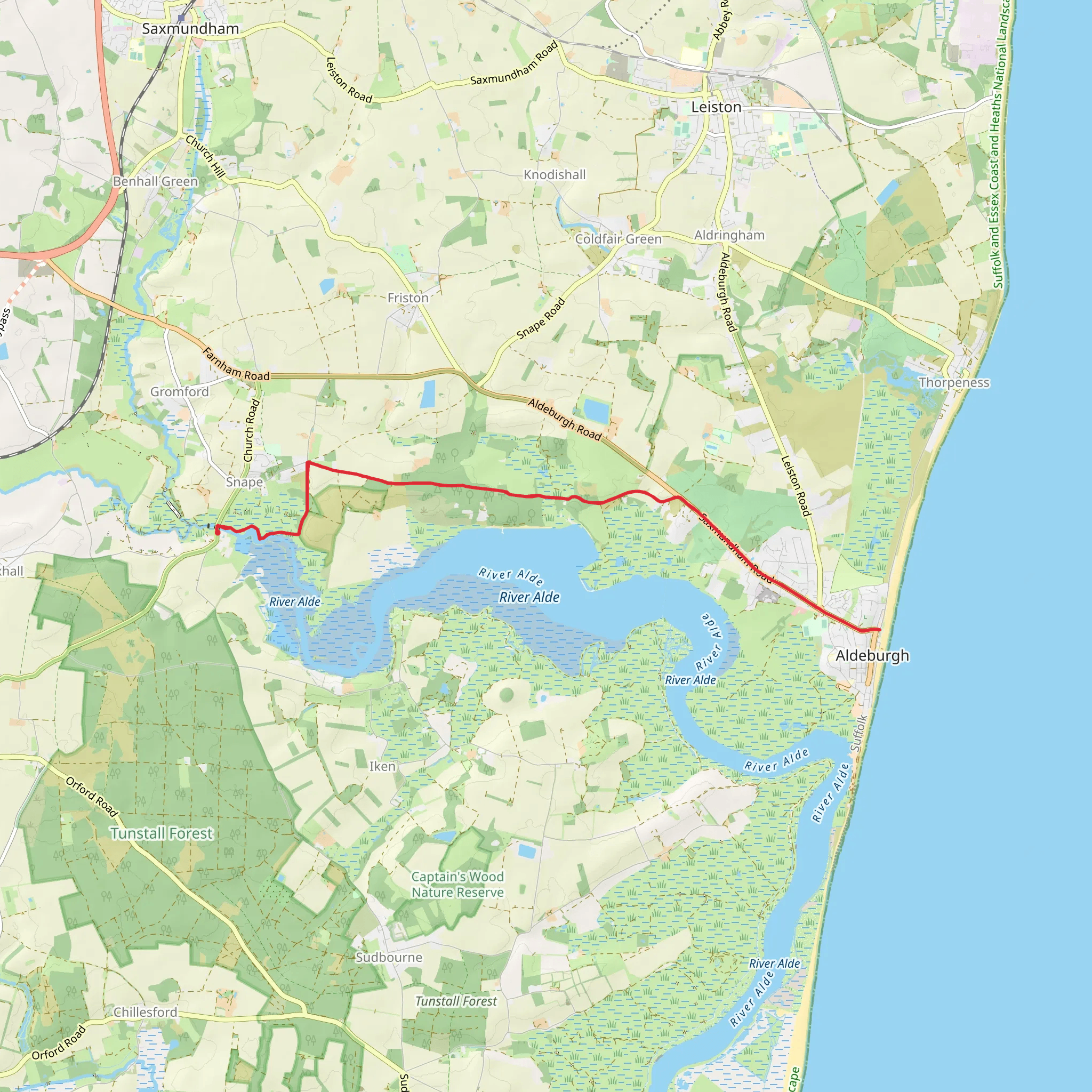 Snape to Aldeburgh Walk mobile static map