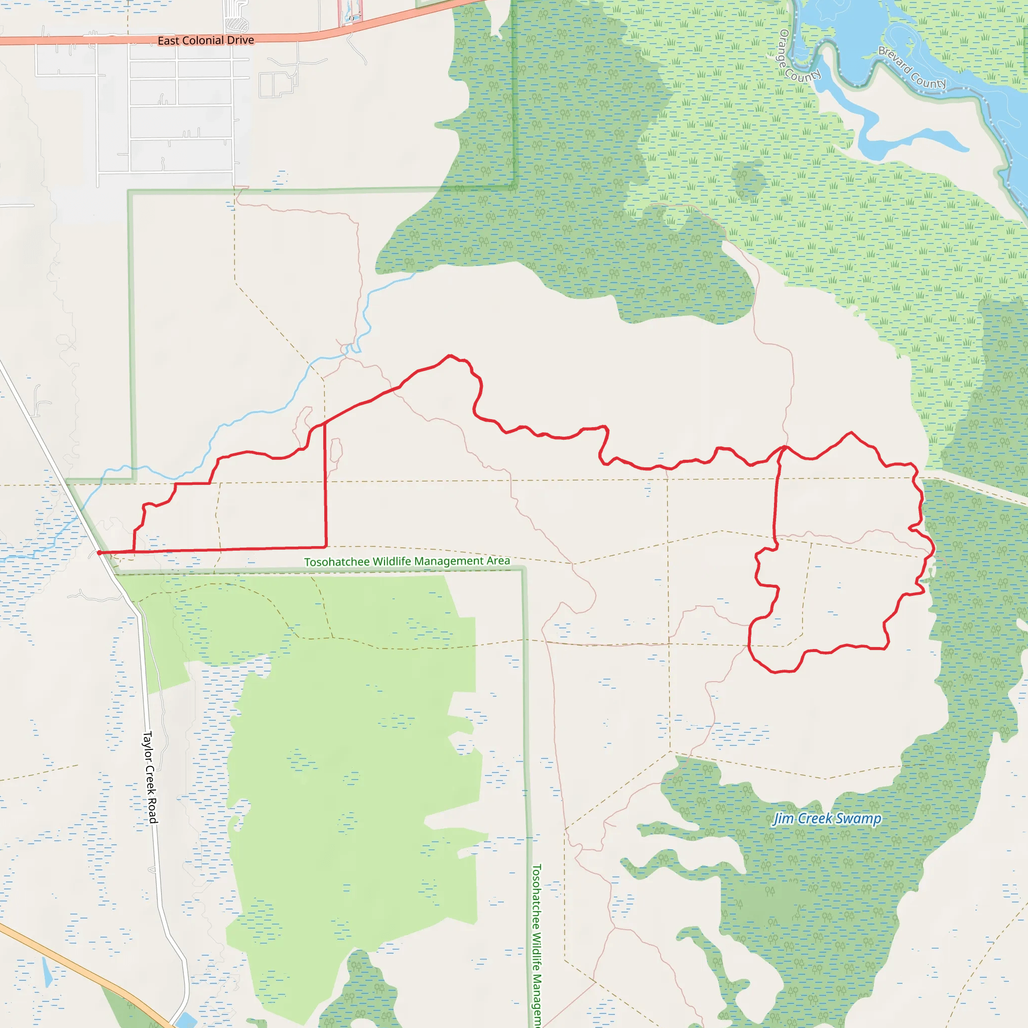 Tootoosahatchee Wildlife Management Area Loop mobile static map