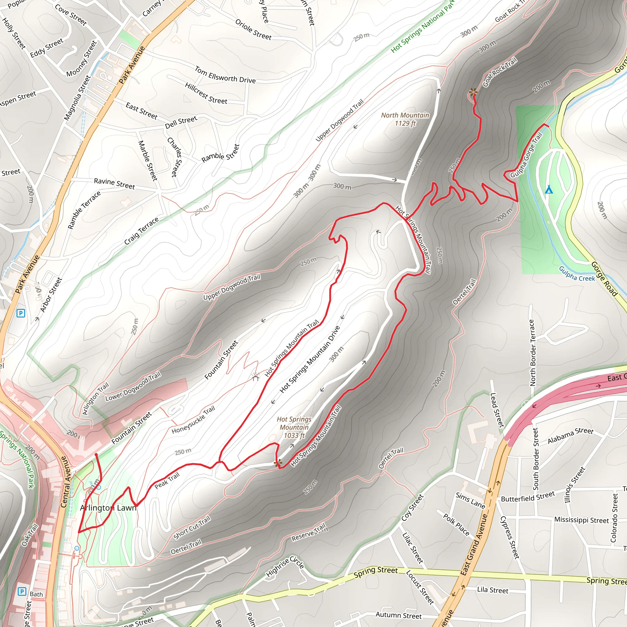 Gulpha Gorge, Goat Rock and Peak Loop Trail mobile static map