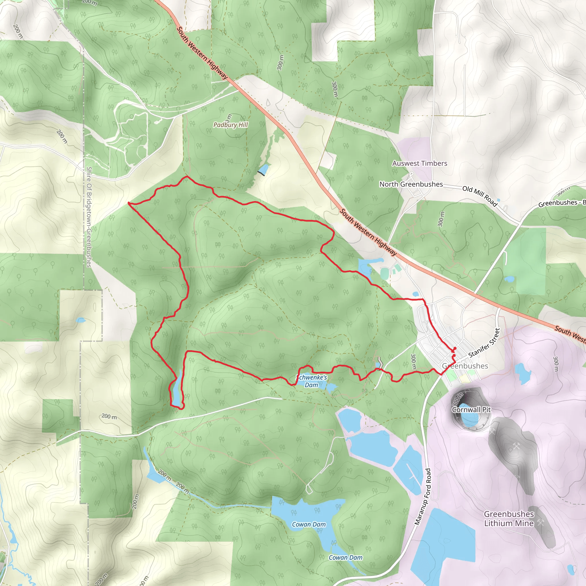 Greenbushes Loop mobile static map